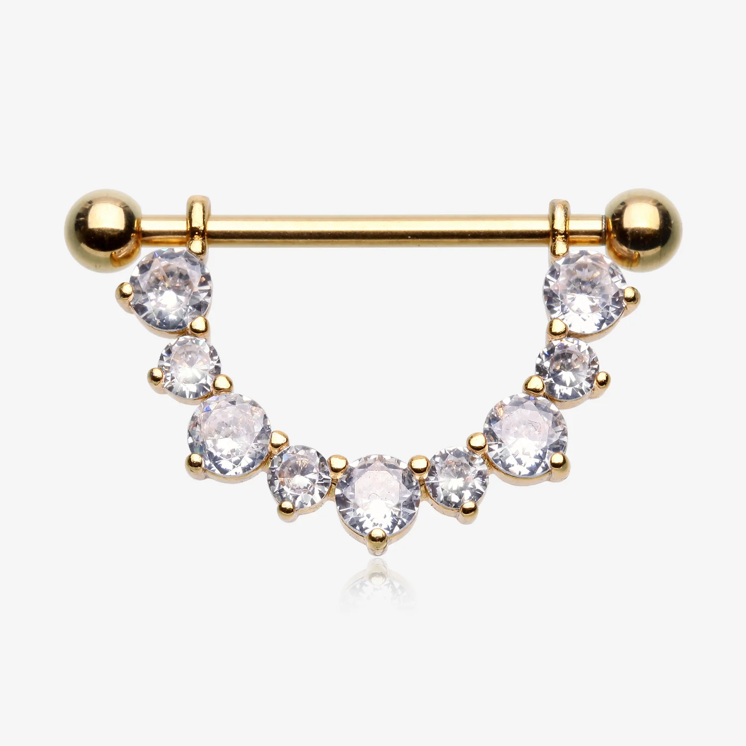 A Pair of Golden Sparkle Elegance Multi-Gem Dangle Nipple Shield