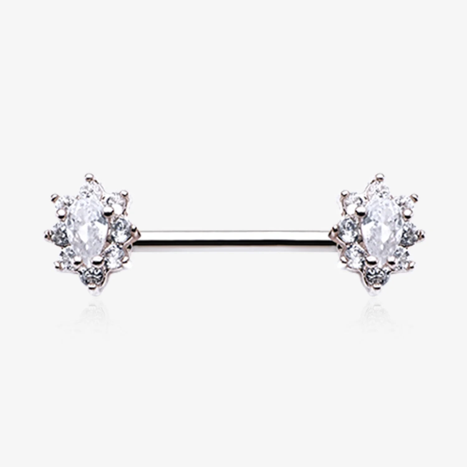 A Pair of Grand Luria Floral Sparkle Nipple Barbell