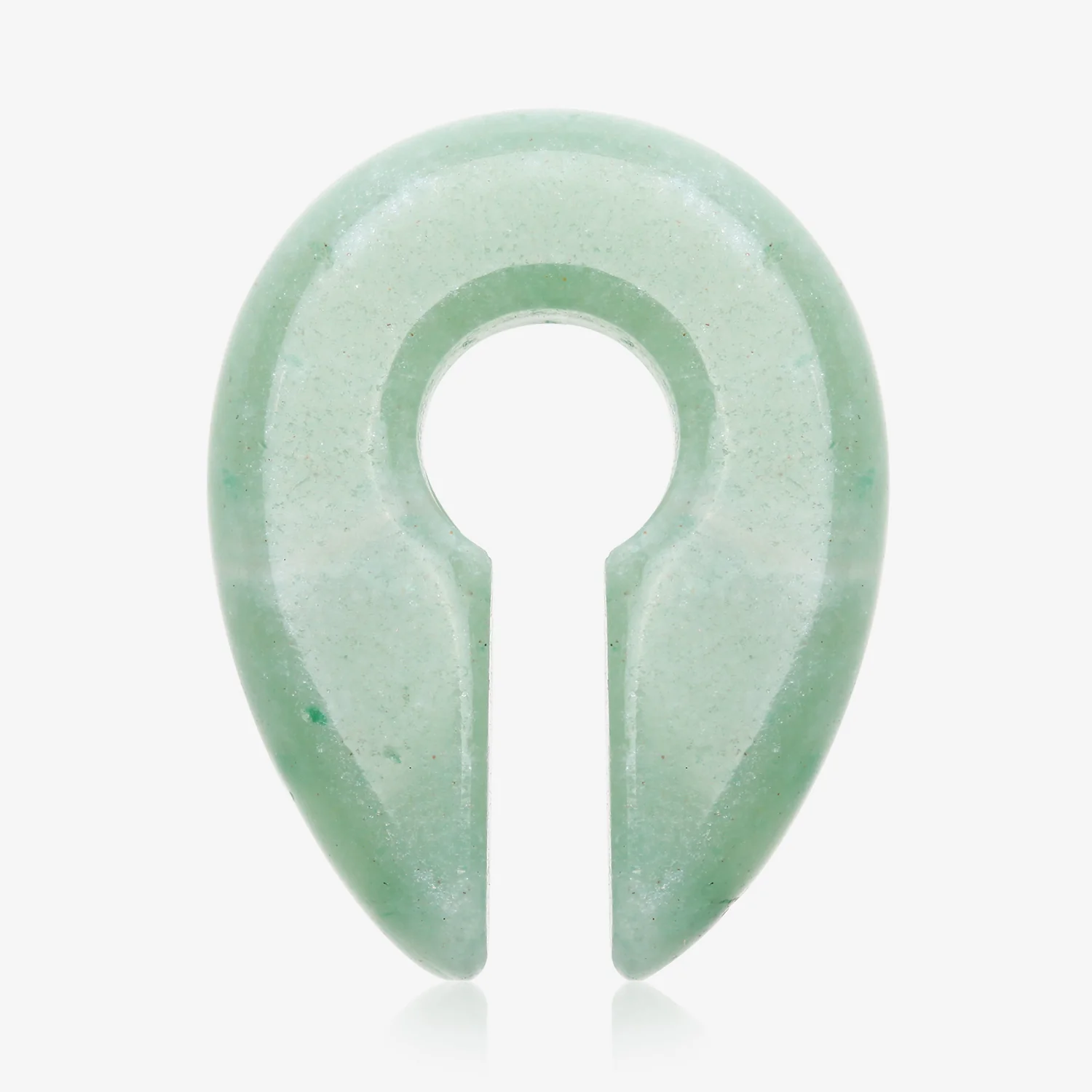 A Pair of Green Jade Aventurine Stone Keyhole Ear Weight Gauge Hanger