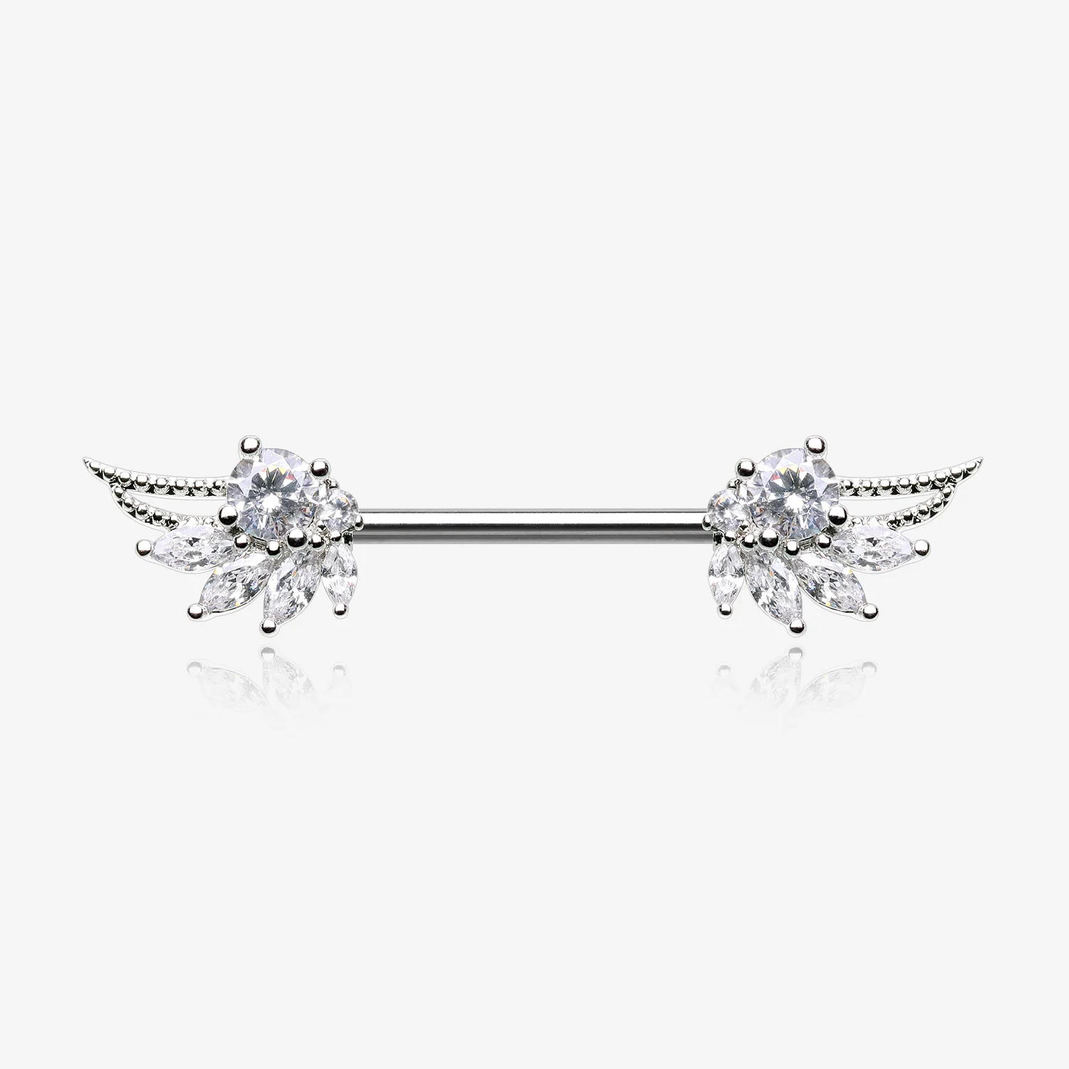 A Pair of Guardian Angelic Wing Sparkle Nipple Barbell