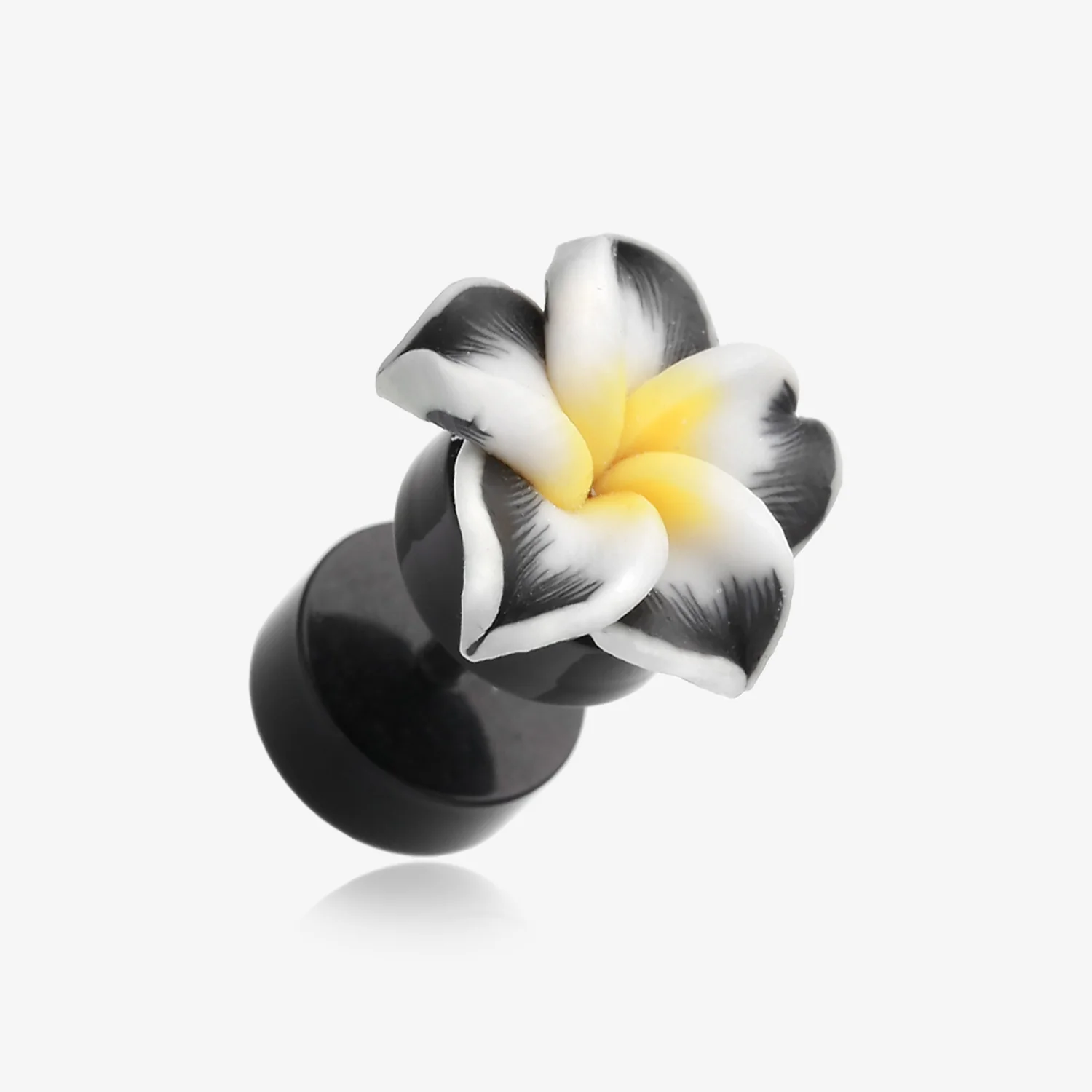 A Pair of Hawaiian Plumeria Flower Acrylic Fake Plug