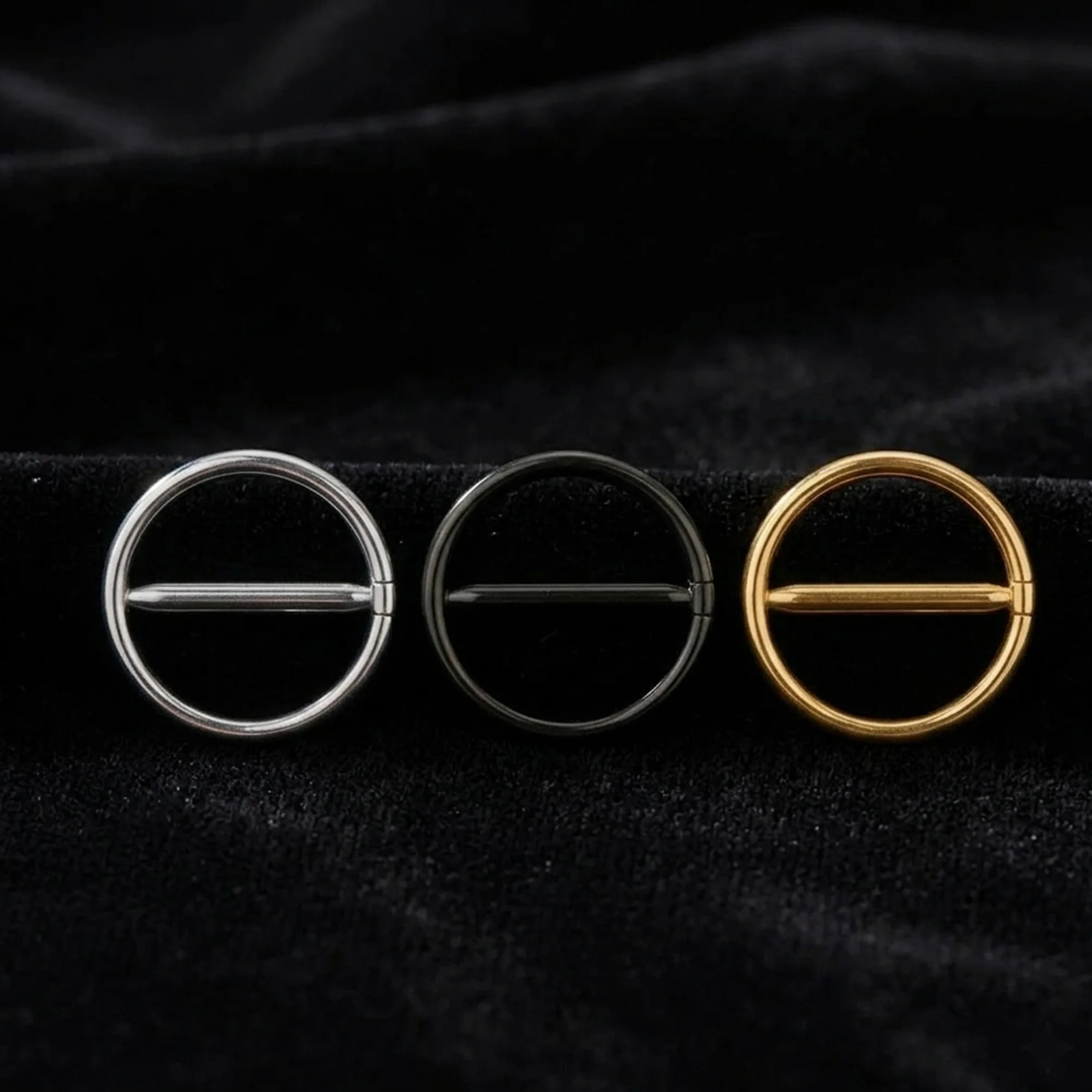 A Pair of Implant Grade Titanium Black PVD Basic Hoop Nipple Clicker - Image 4