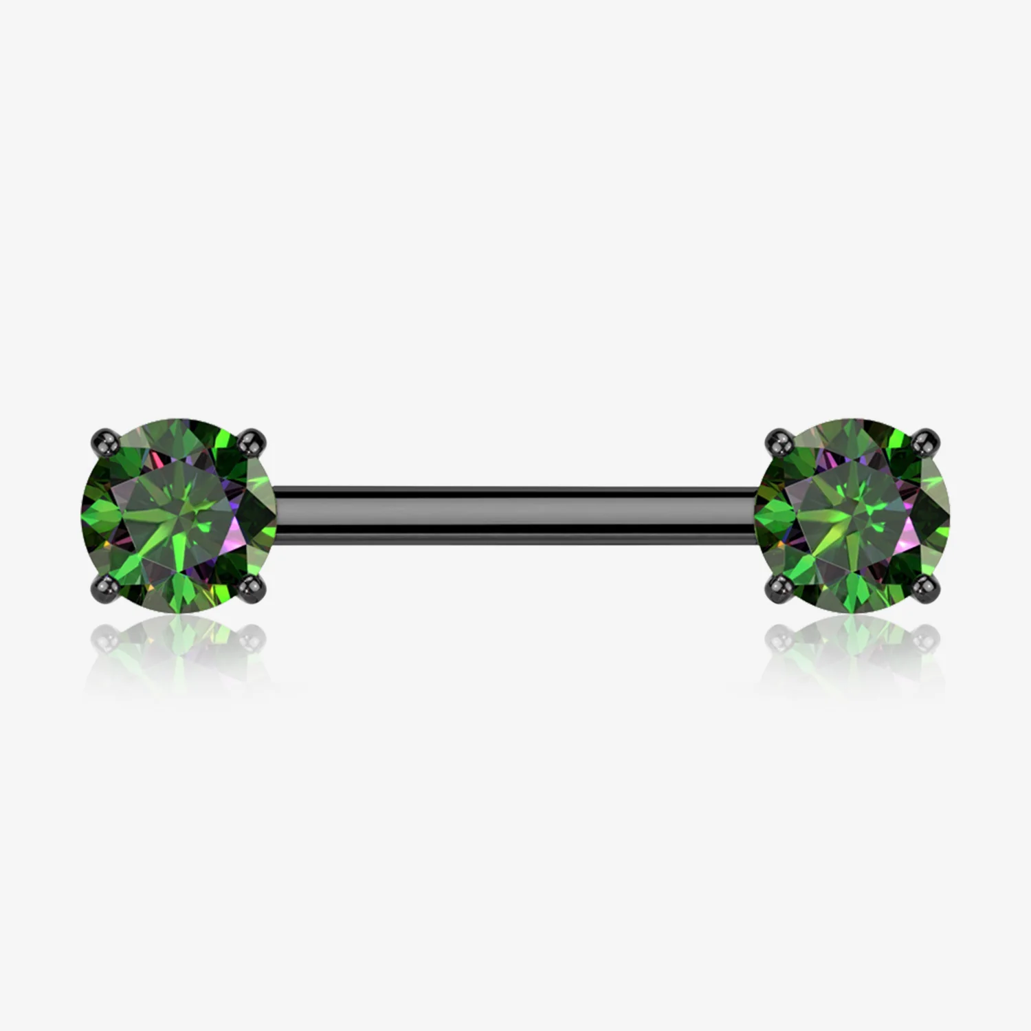 A Pair of Implant Grade Titanium Blackline OneFit Threadless Prong Gem Sparkle Nipple Barbell