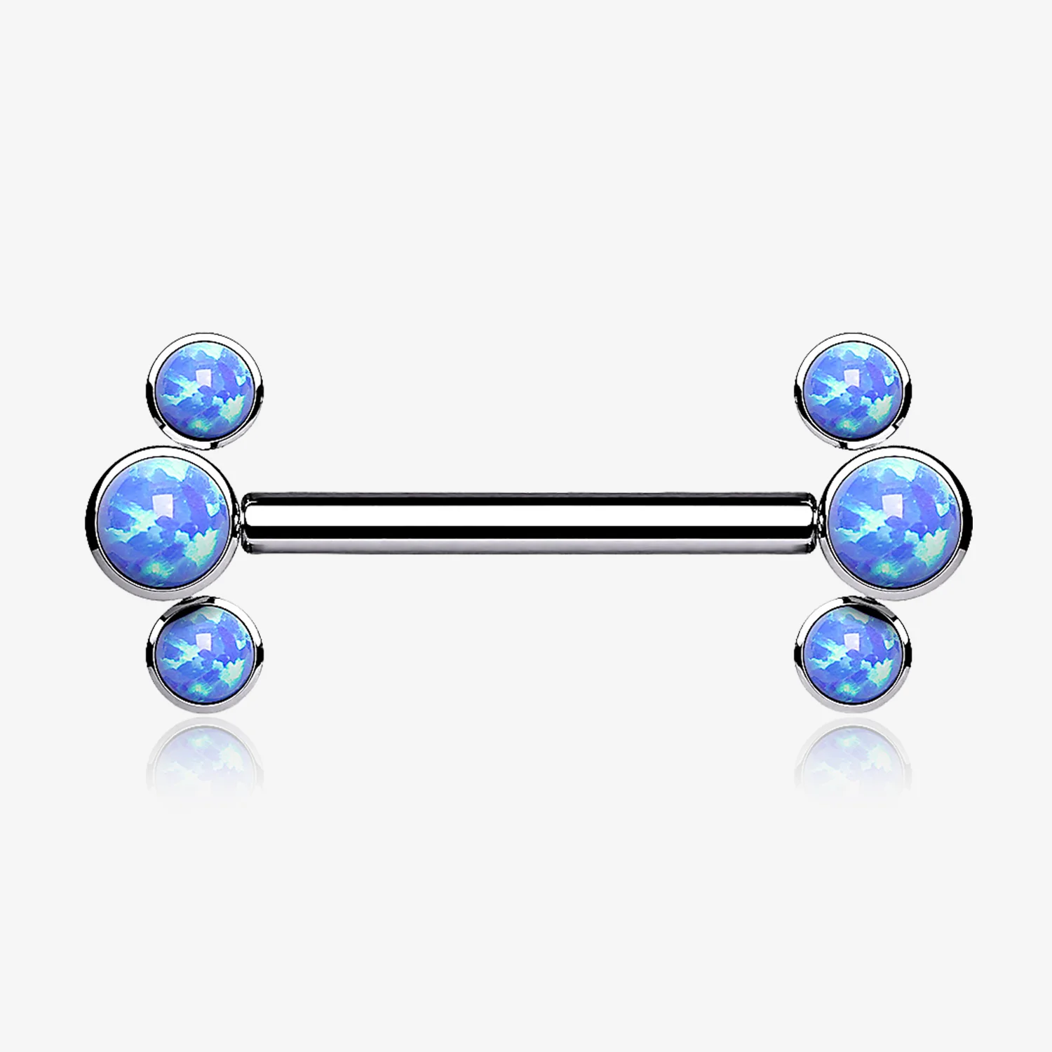 A Pair of Implant Grade Titanium Fire Opal Trio Internally Threaded Nipple Barbell
