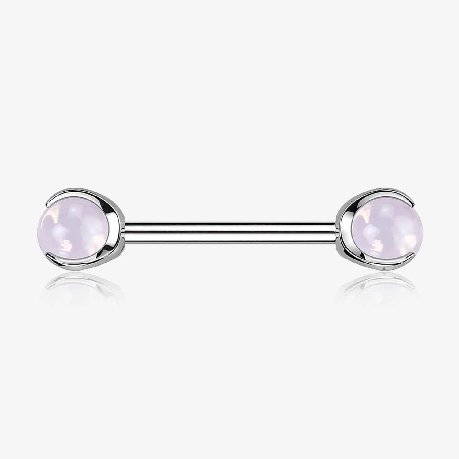 A Pair of Implant Grade Titanium Pink Opalite Stone Ball Claw Prong Internally Threaded Nipple Barbell