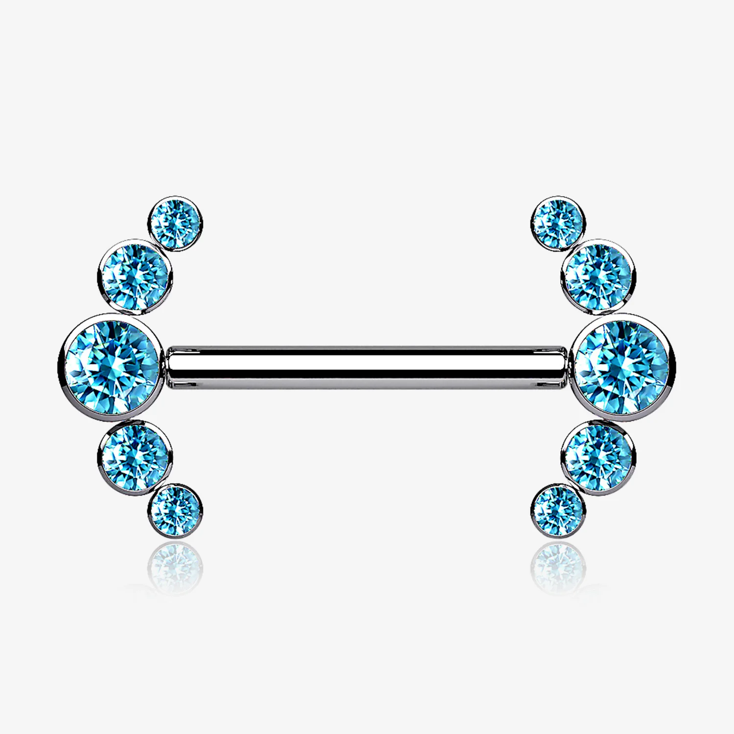 A Pair of Implant Grade Titanium Sparkle Ray Internally Threaded Nipple Barbell