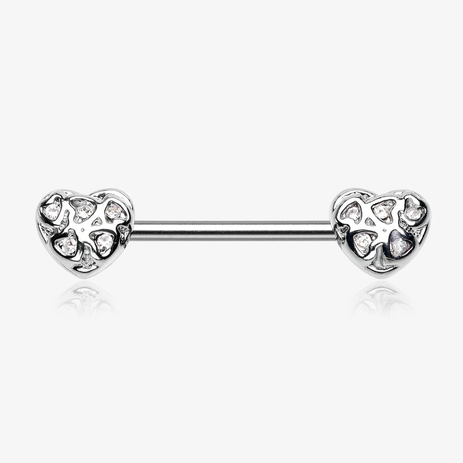 A Pair of Infinite Heart Multi Gem Sparkle Nipple Barbell