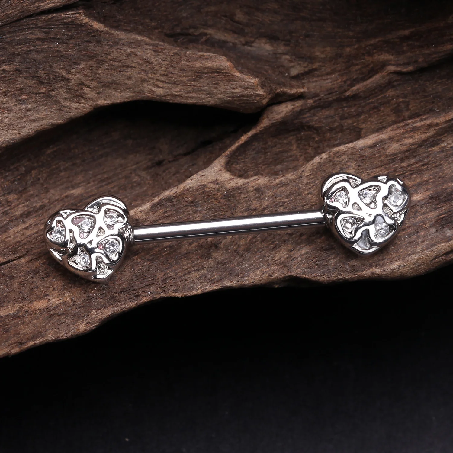 A Pair of Infinite Heart Multi Gem Sparkle Nipple Barbell - Image 2