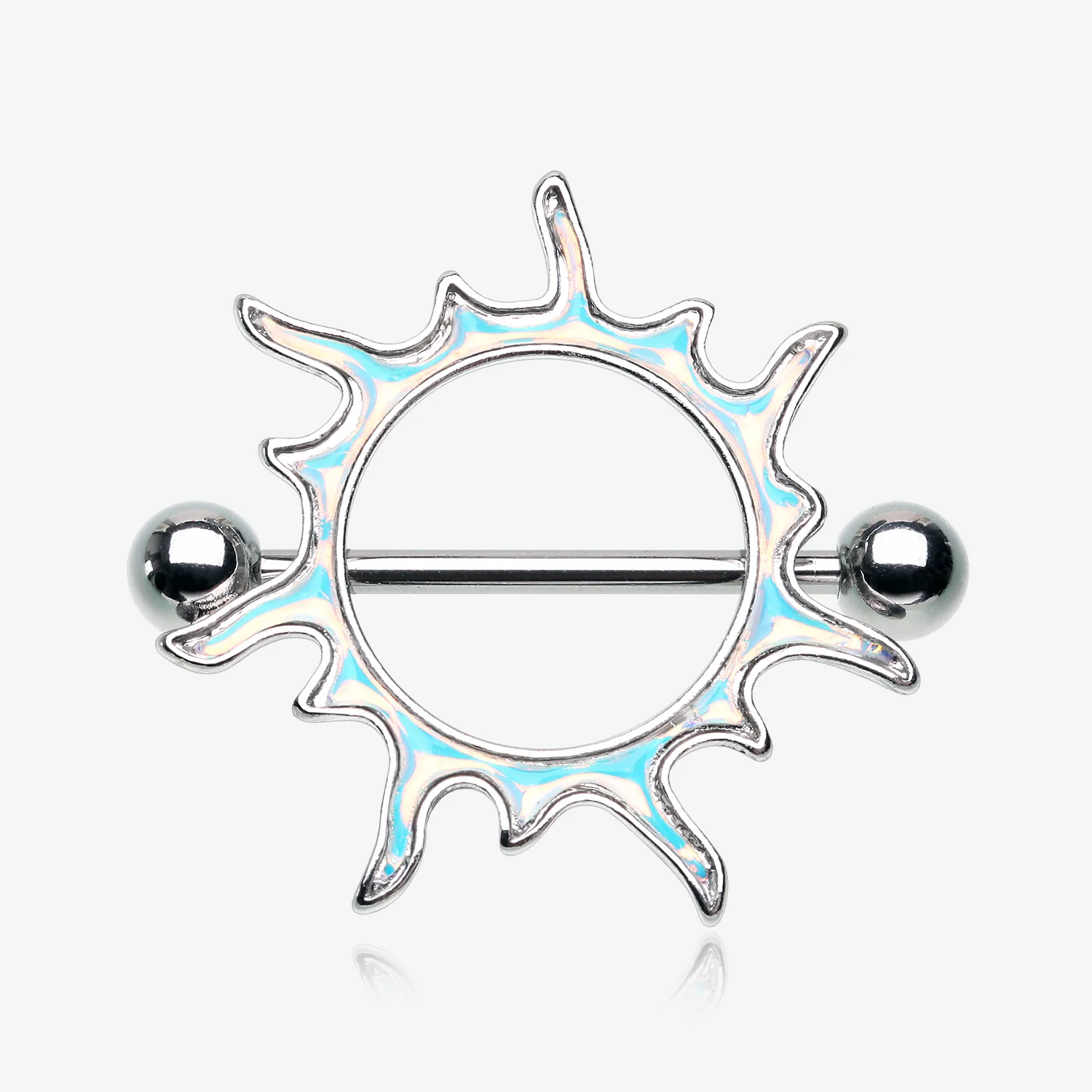 A Pair of Iridescent Revo Blazing Sun Nipple Shield