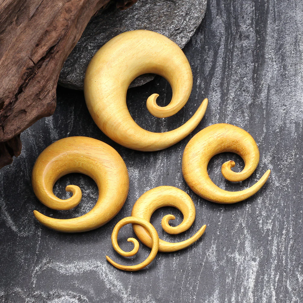 A Pair of Jackfruit Wood Spiral Hanger Plug - Image 3