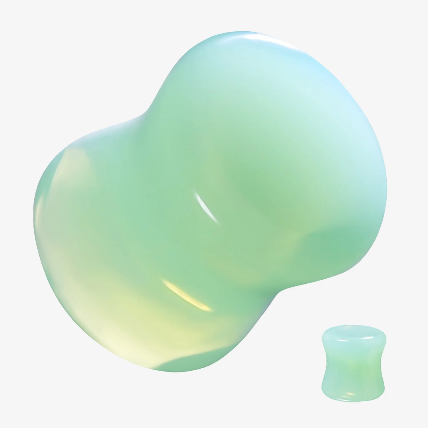 A Pair of Luscious Green Opalite Stone Double Flared Plug