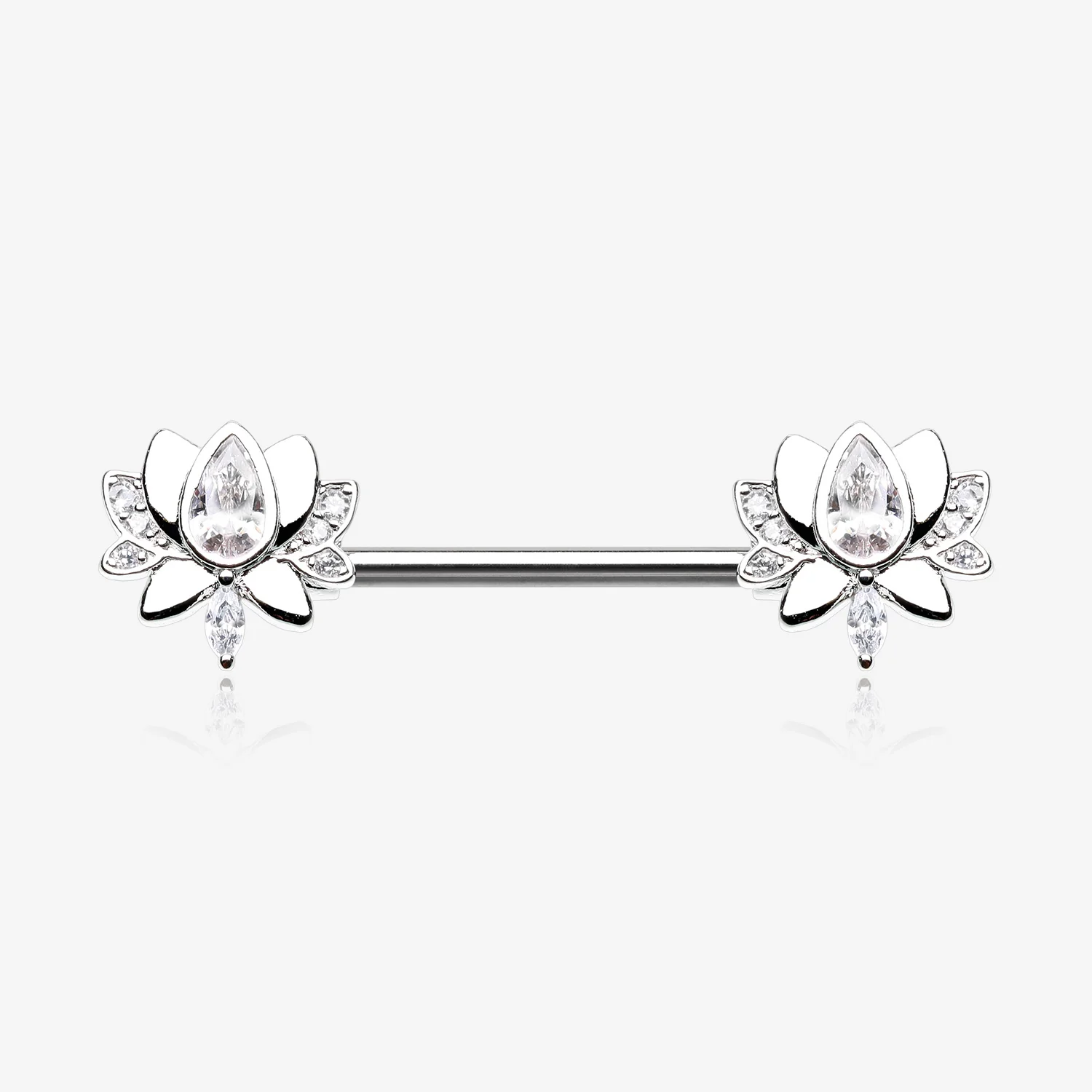 A Pair of Luscious Lotus Sparkle Nipple Barbell