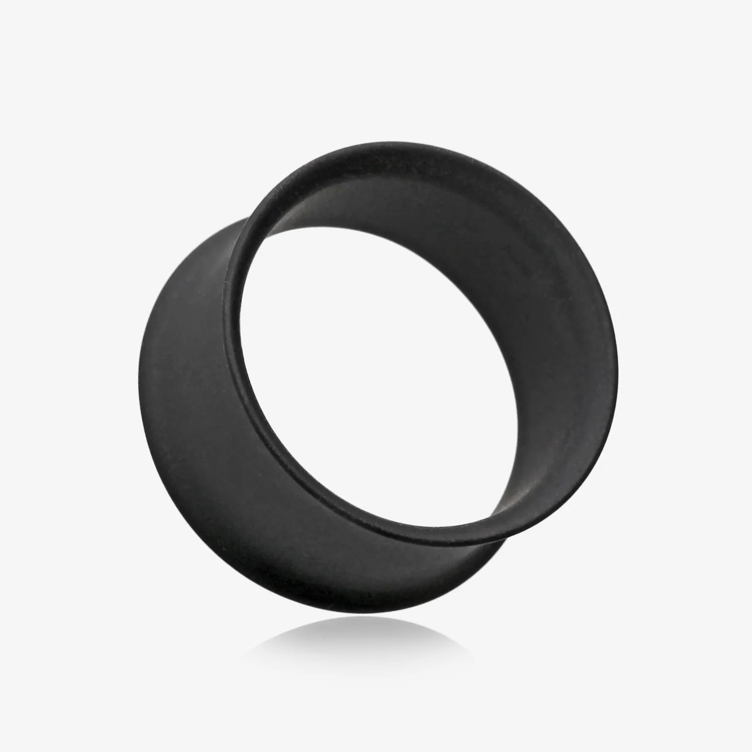 A Pair of Matte Black Steel Double Flared Ear Gauge Tunnel Plug