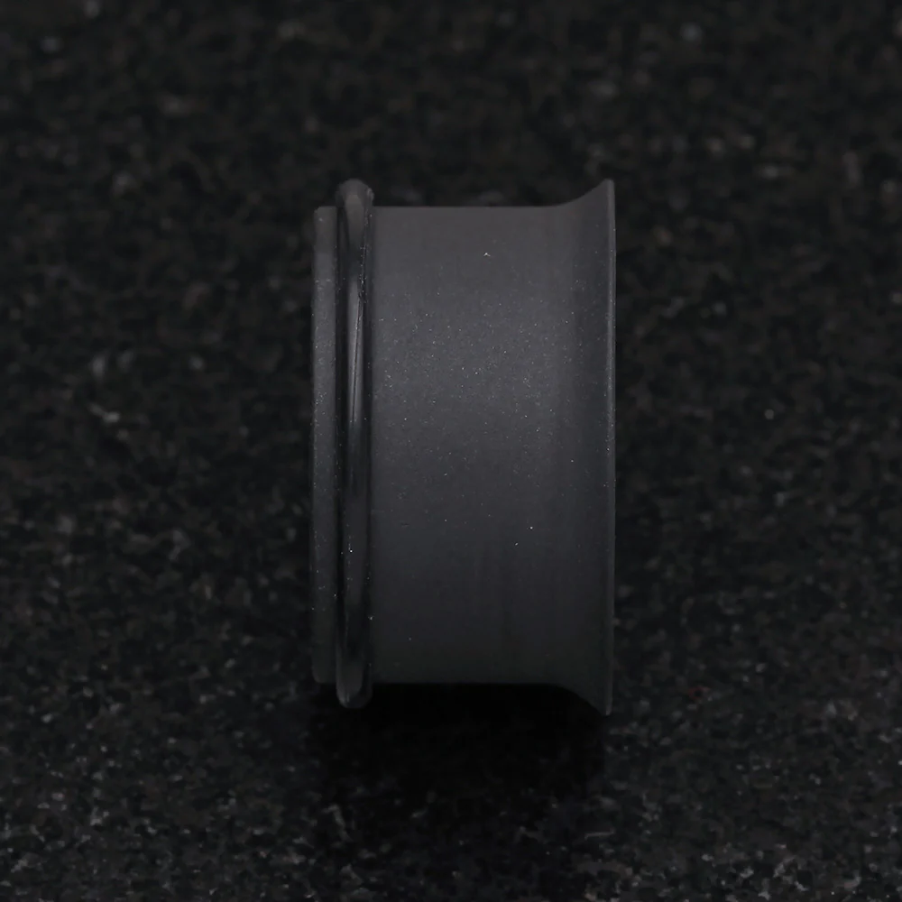 A Pair of Matte Black Steel Single Flared Ear Gauge Tunnel Plug - Image 4