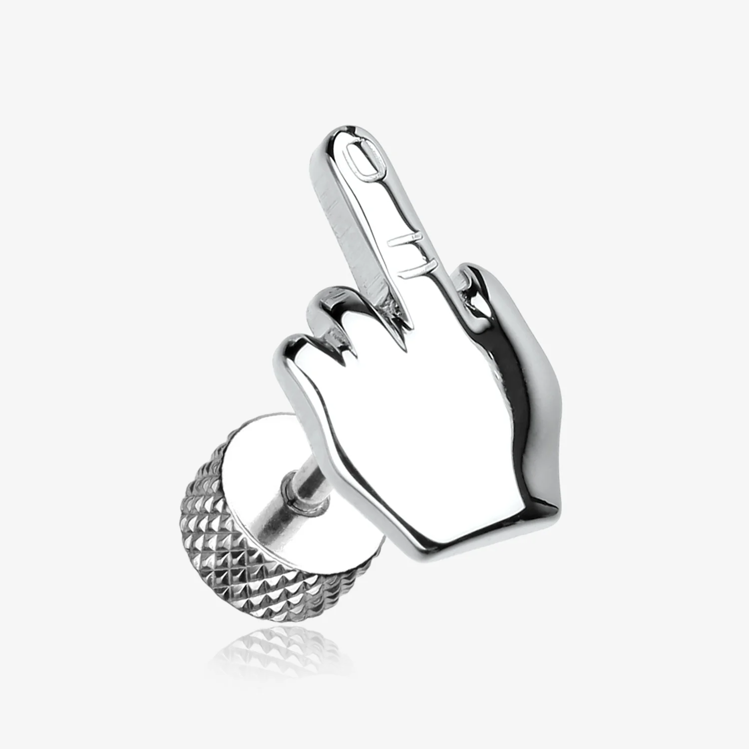 A Pair of Middle FU Finger Steel Fake Plug Earring