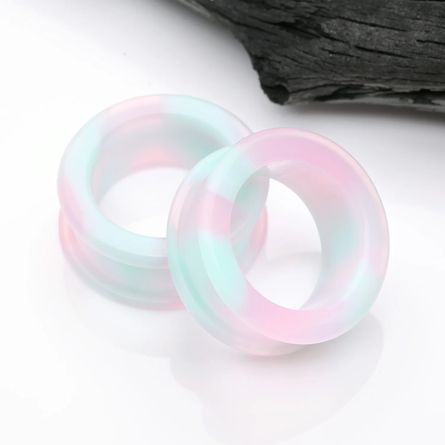 A Pair of Milky Way Camo Flexible Silicone Double Flared Tunnel Plug - Image 2