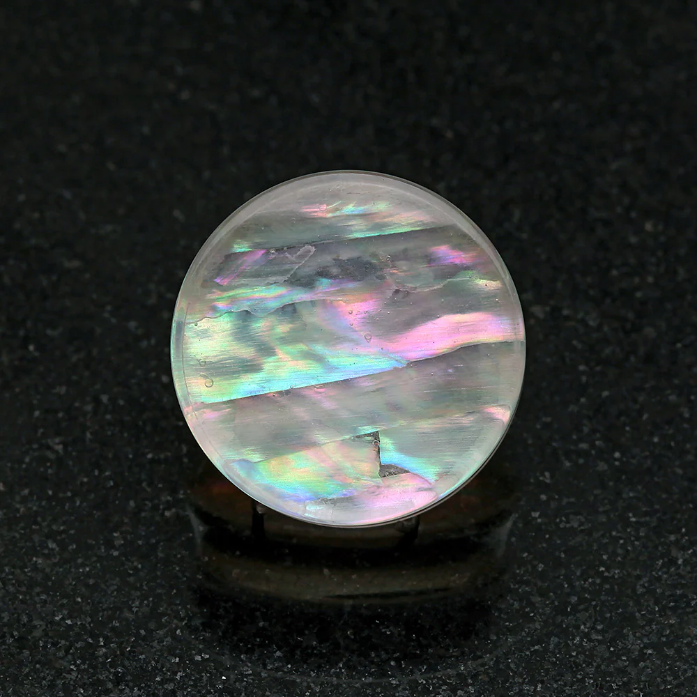 A Pair of Mother of Pearl Inlay Double Sided Ear Gauge Plug - Image 3