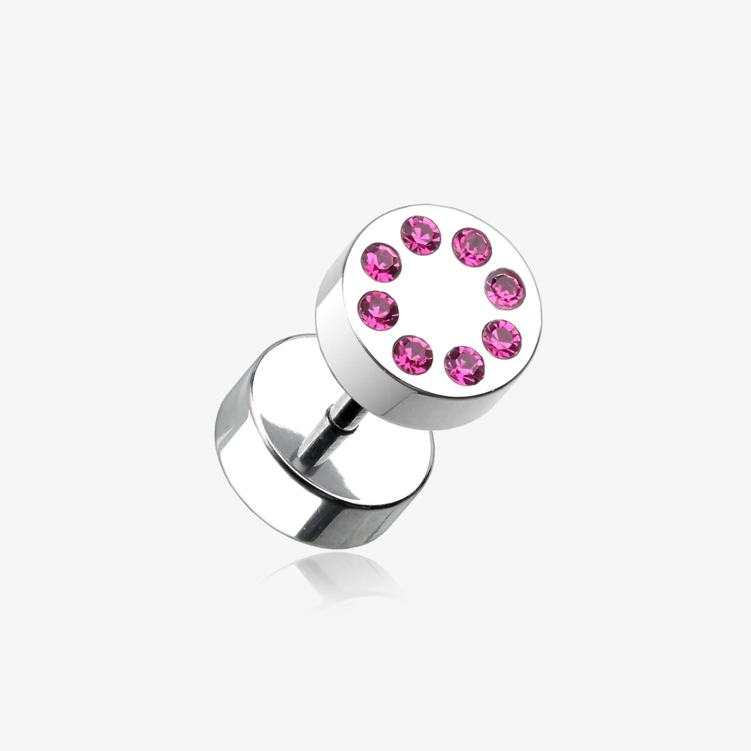 A Pair of Multi Gem Encircled Steel Fake Plug Earring
