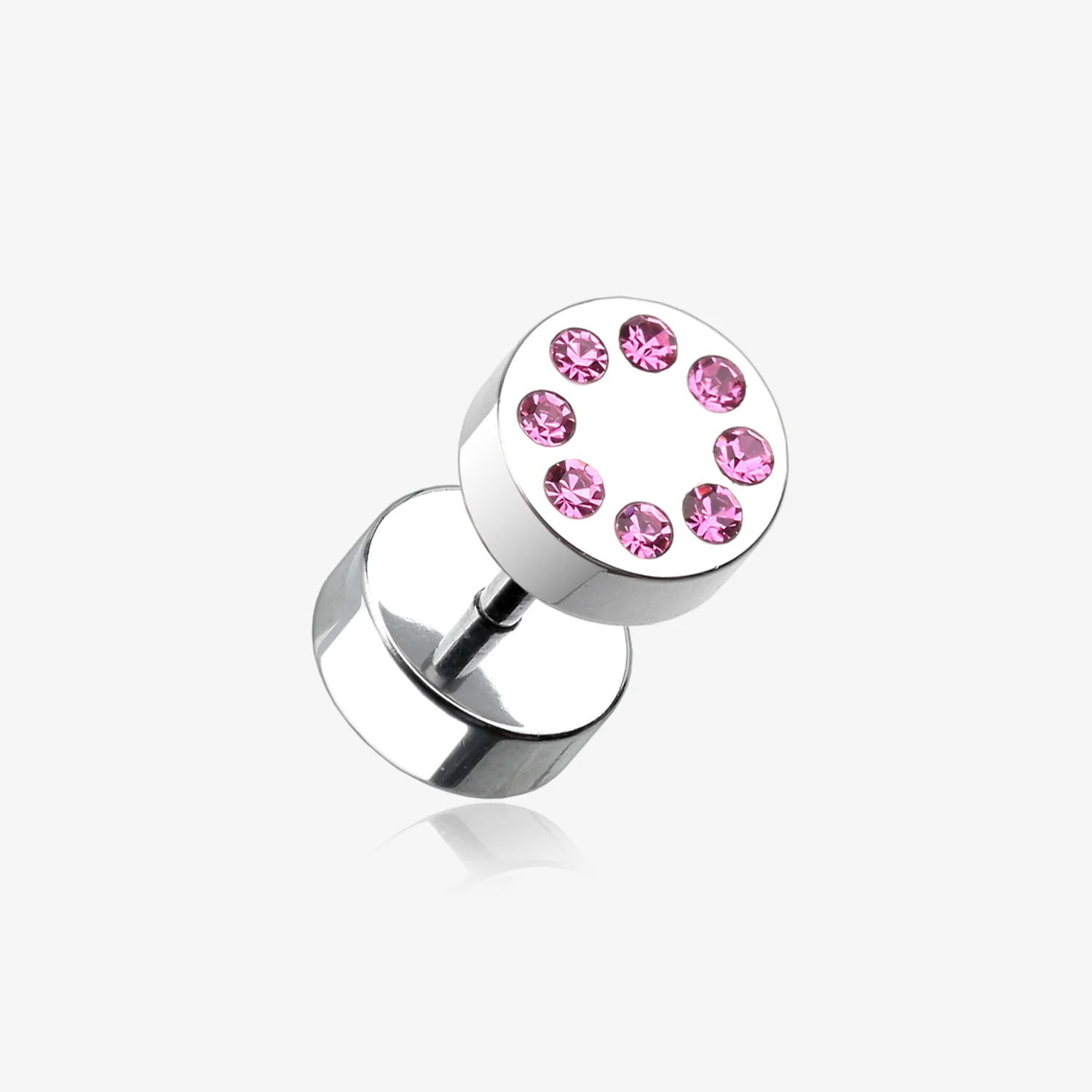 A Pair of Multi Gem Encircled Steel Fake Plug Earring