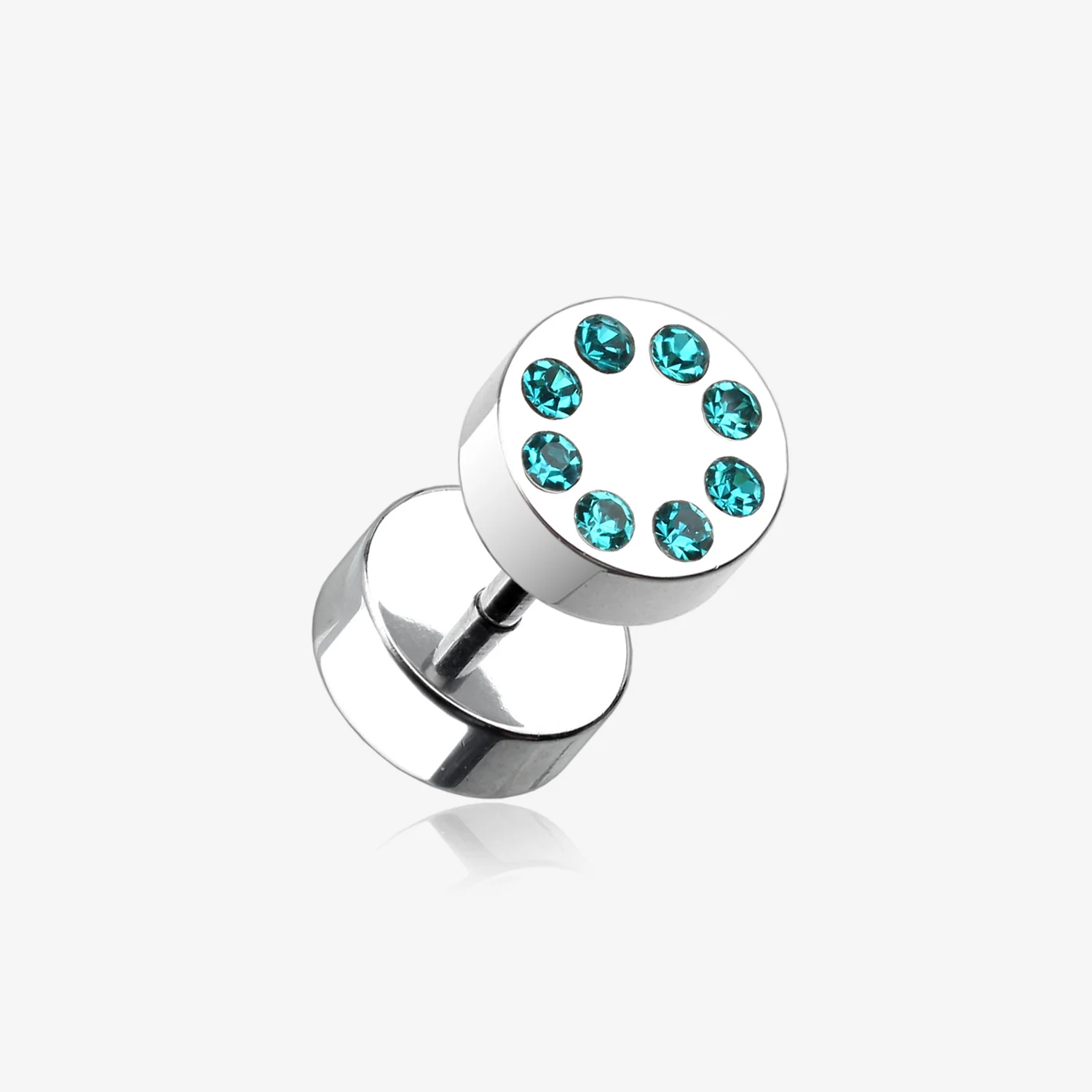 A Pair of Multi Gem Encircled Steel Fake Plug Earring
