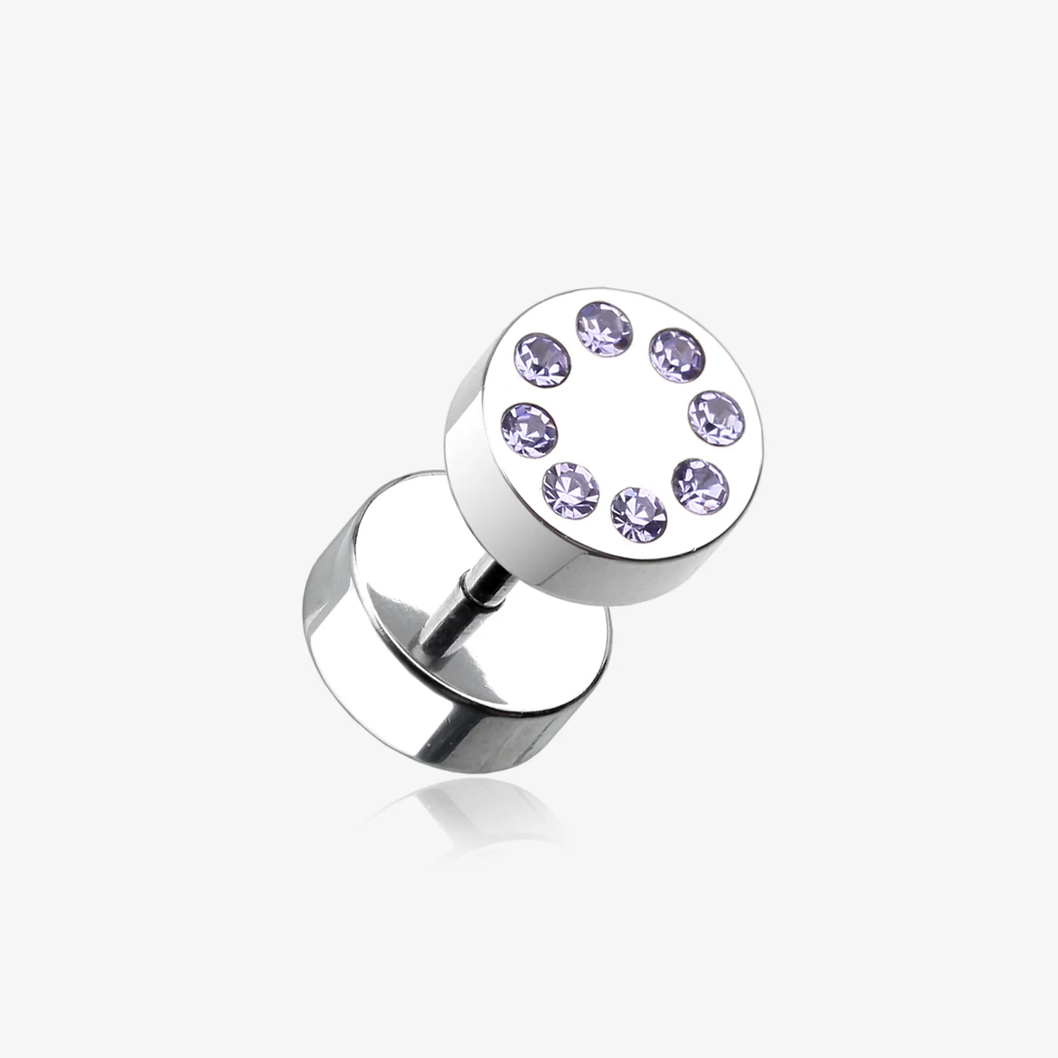 A Pair of Multi Gem Encircled Steel Fake Plug Earring