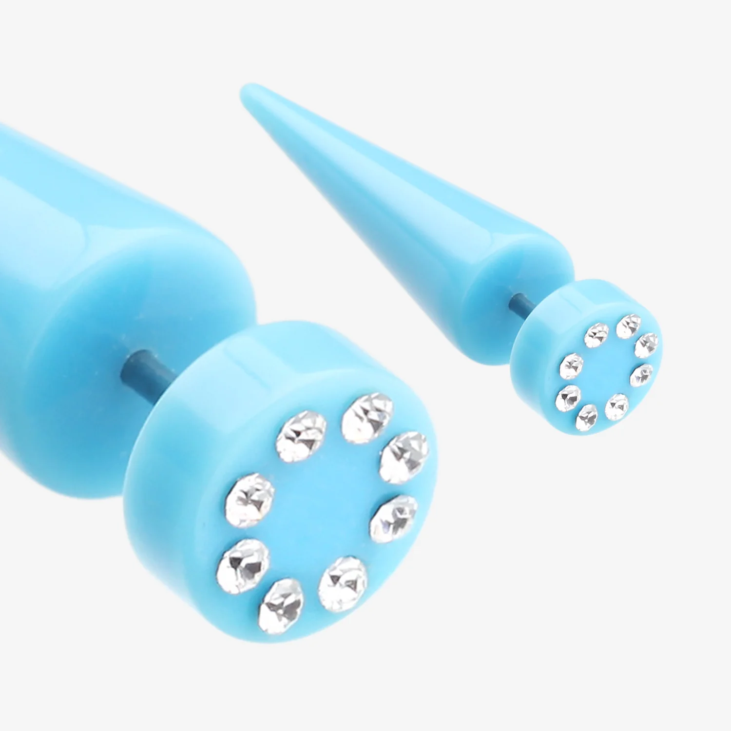 A Pair of Multi Gem Solid Acrylic Faux Taper Earring* - Image 2