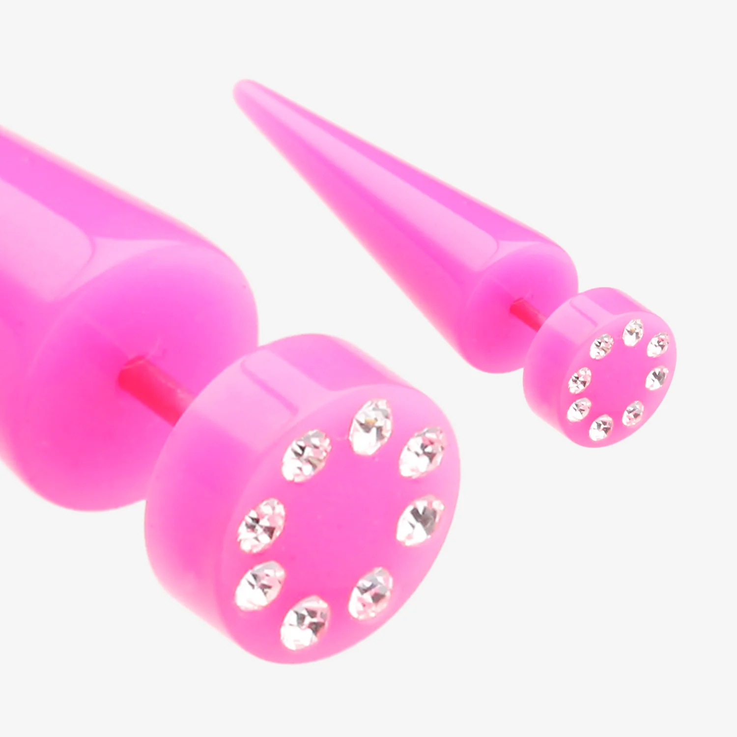 A Pair of Multi Gem Solid Acrylic Faux Taper Earring* - Image 2
