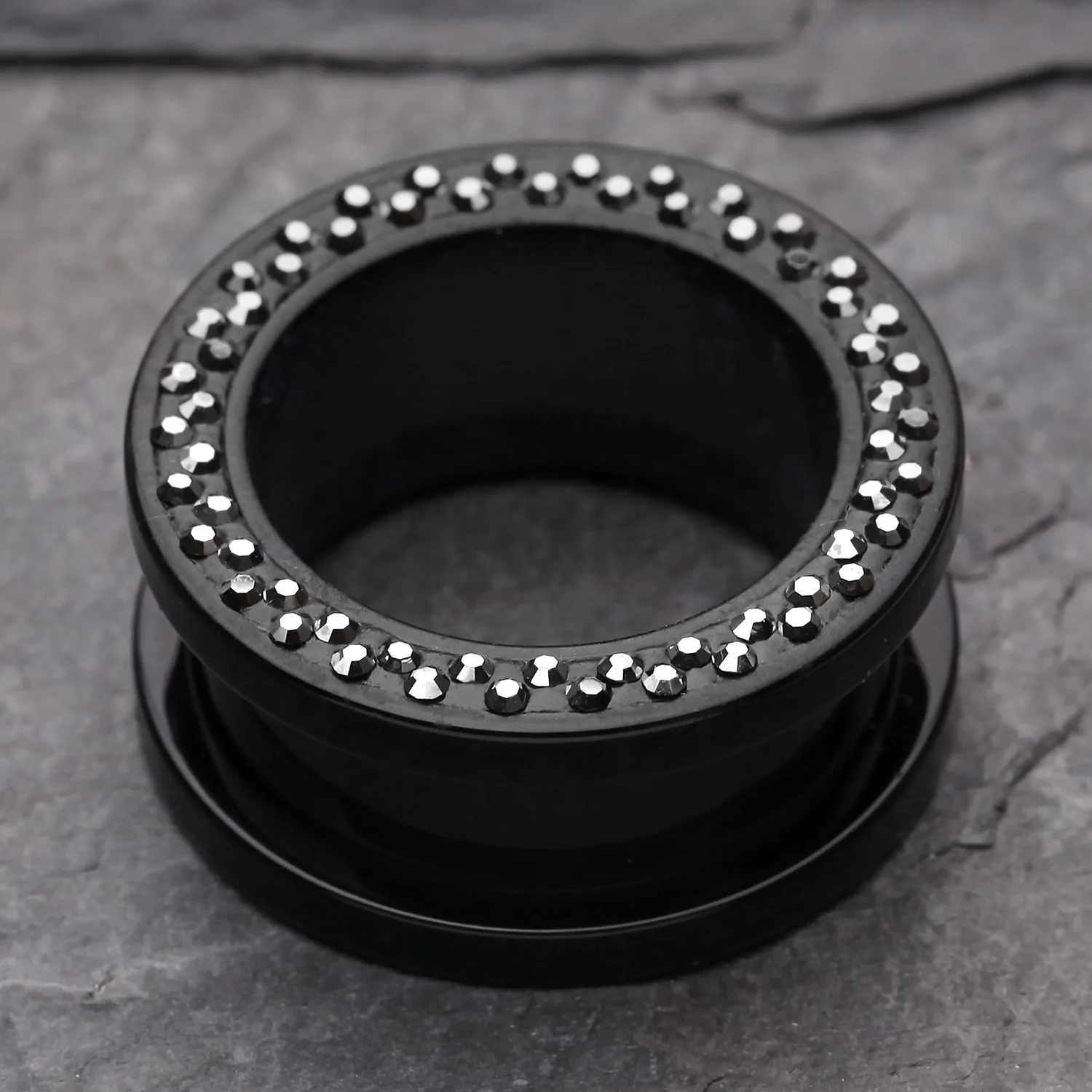 A Pair of Multi-Gem Sparkle Acrylic Flesh Tunnel Ear Gauge Plug - Image 2