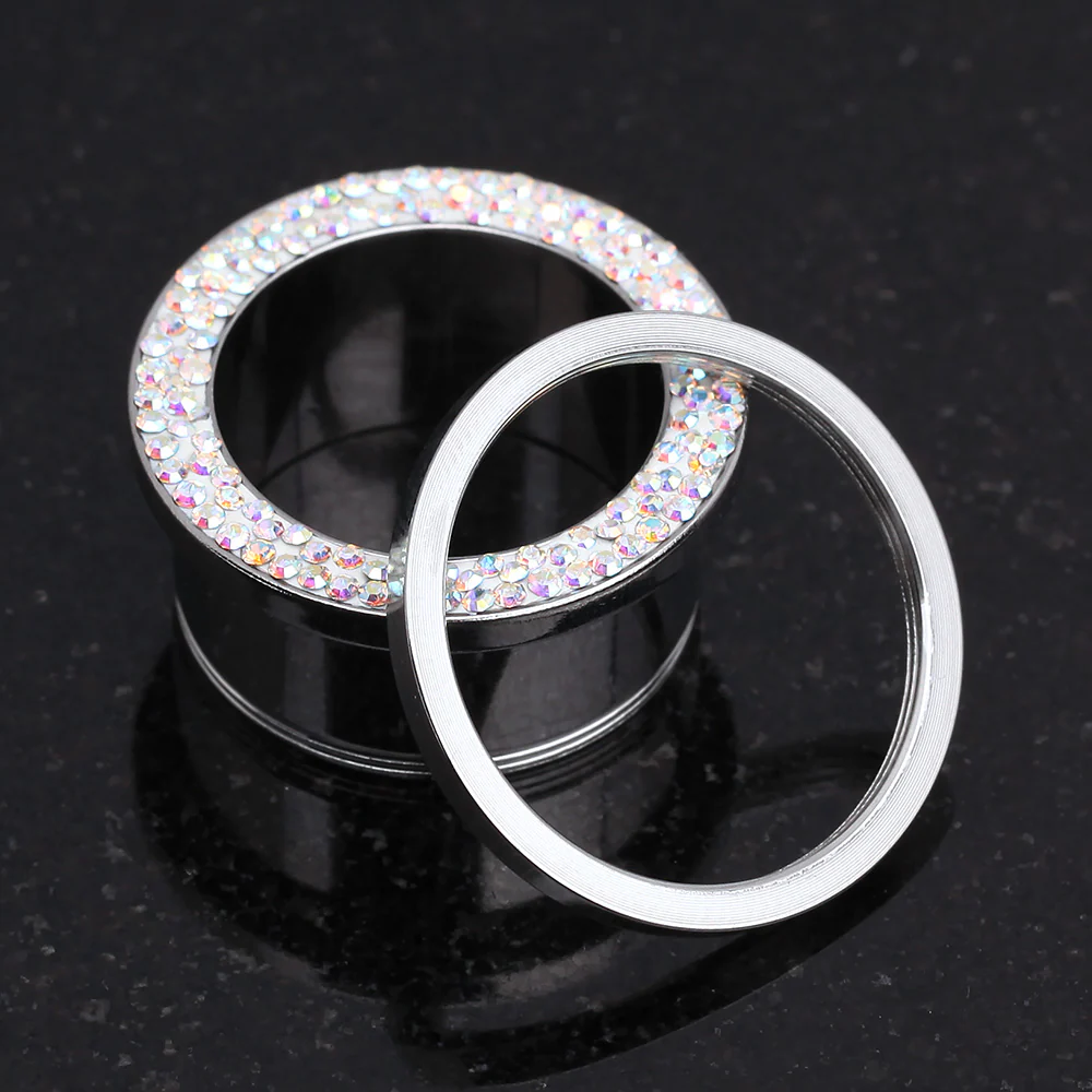A Pair of Multi-Gem Sparkle Screw-Fit Ear Gauge Tunnel Plug - Image 4