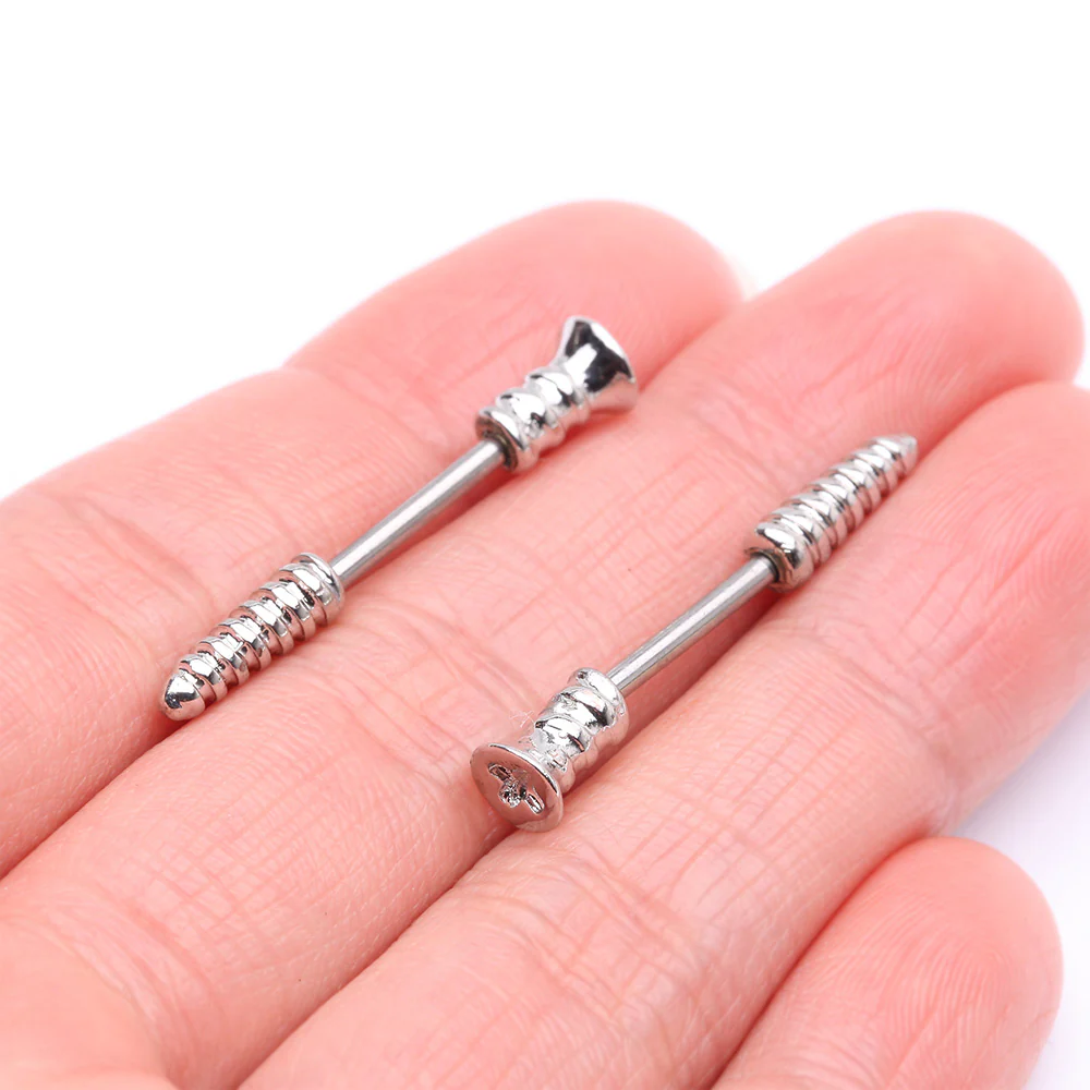 A Pair of Nail Screw Bolt Steel Nipple Barbell - Image 3