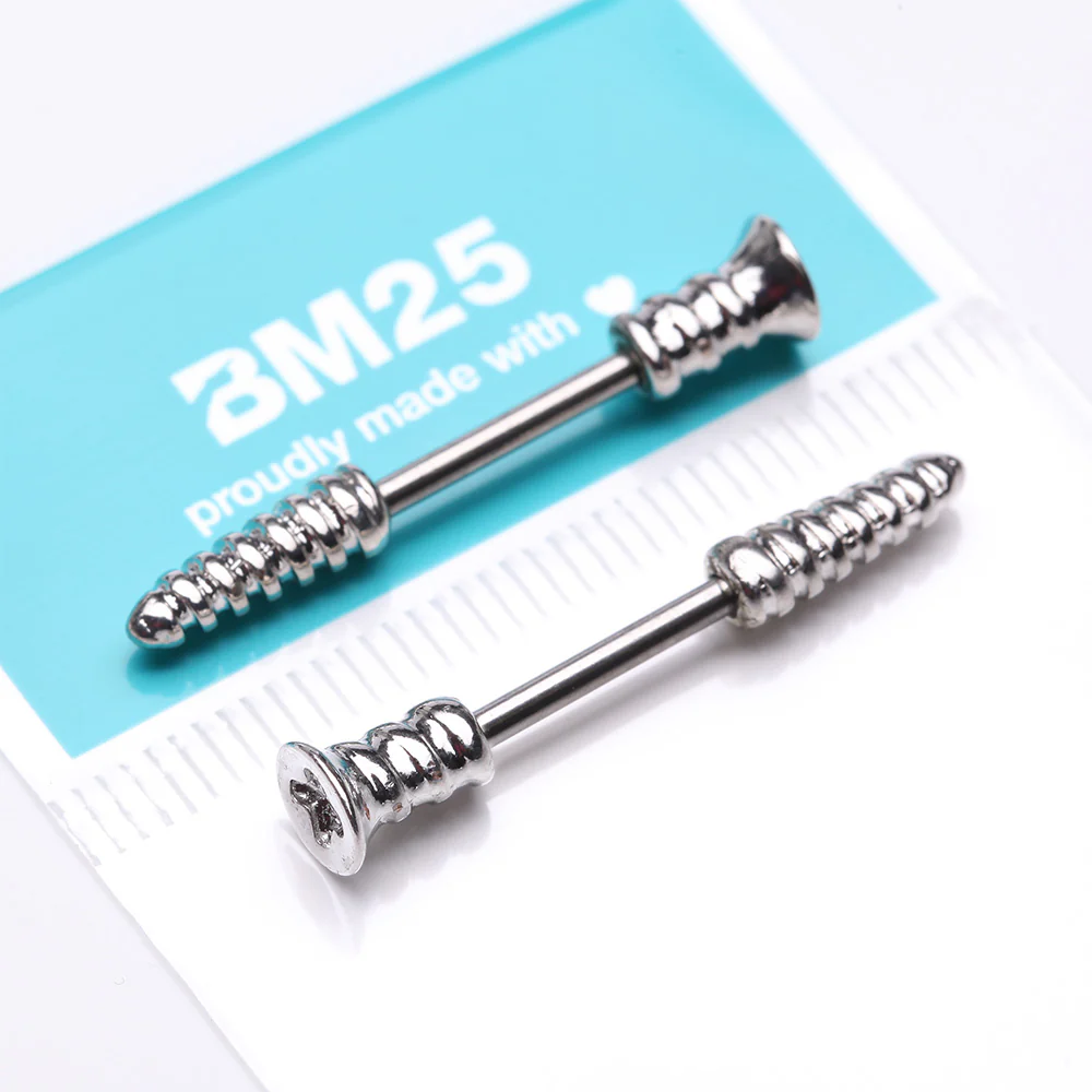 A Pair of Nail Screw Bolt Steel Nipple Barbell - Image 4
