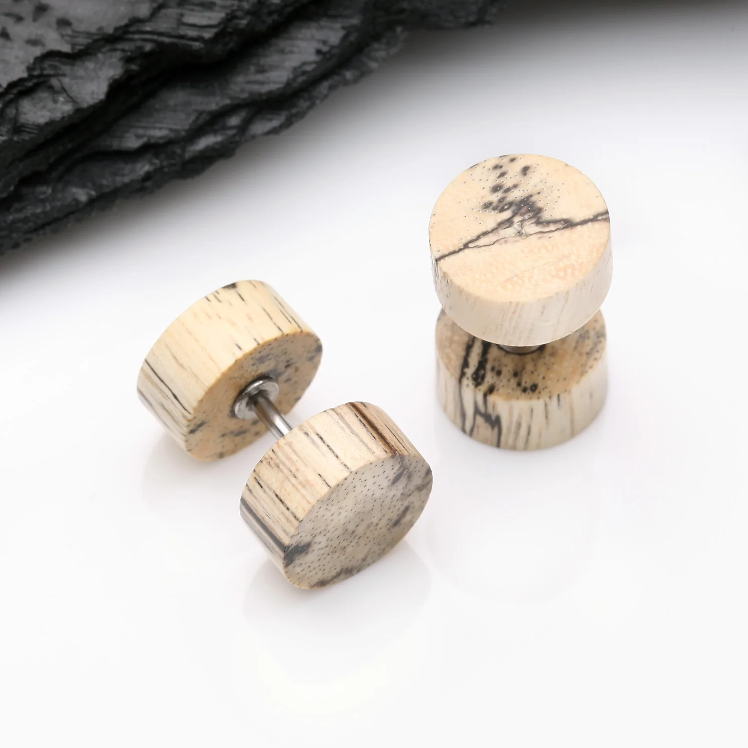 A Pair of Old Tamarind Wood Fake Plug Earring - Image 2