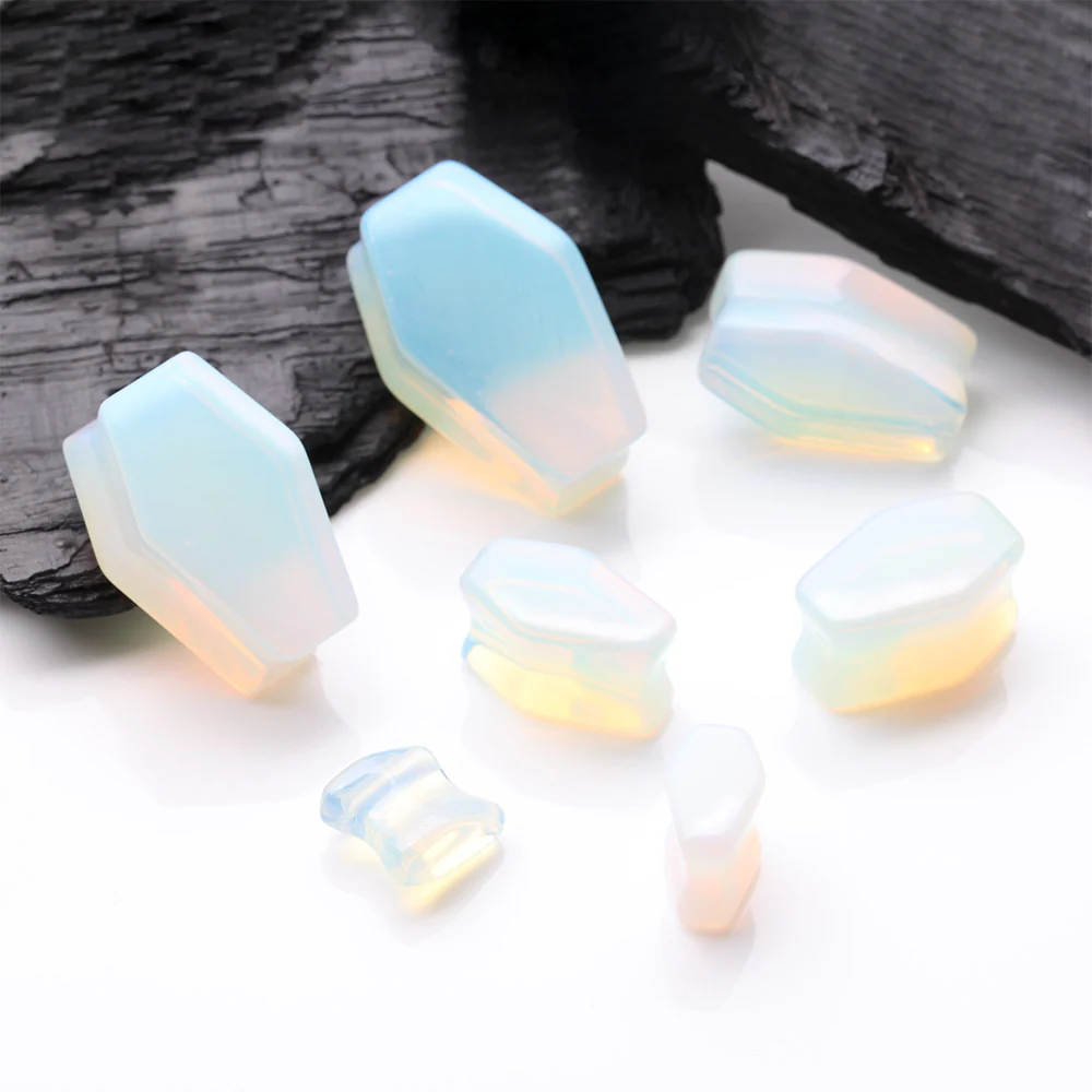 A Pair of Opalite Stone Casket Double Flared Plug - Image 3