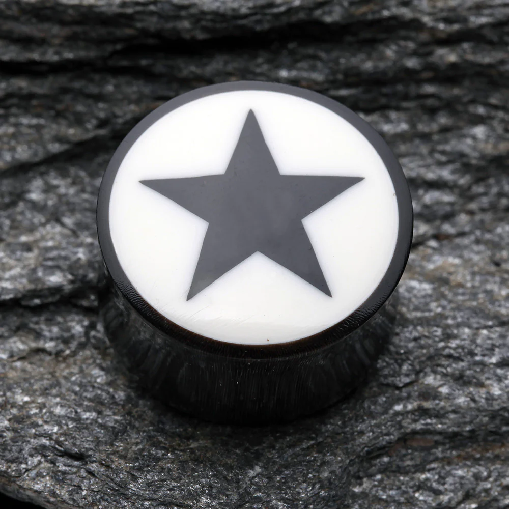 A Pair of Organic Horn Nova Star Ear Gauge Plug - Image 2