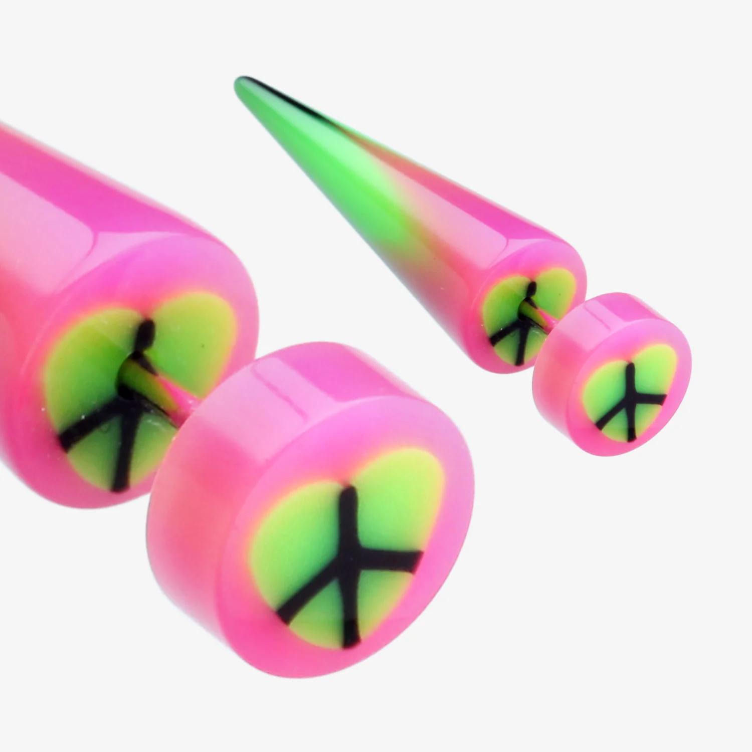 A Pair of Peace Heart UV Acrylic Faux Taper Earring* - Image 2