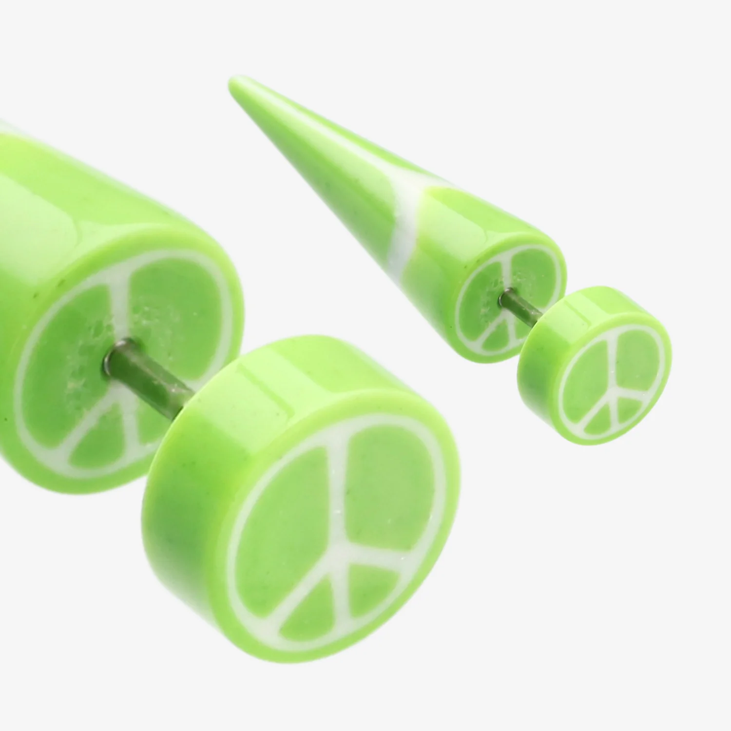 A Pair of Peace Retro UV Acrylic Faux Taper Earring* - Image 2