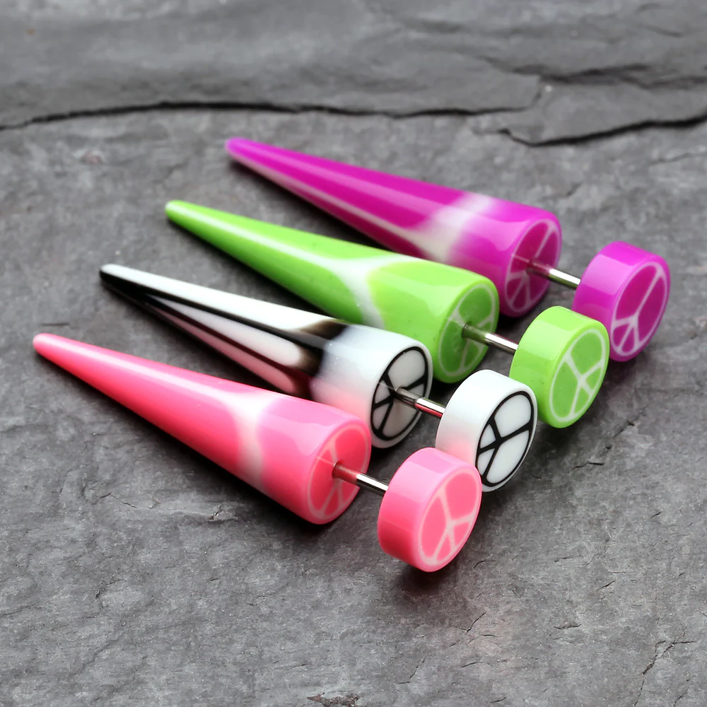 A Pair of Peace Retro UV Acrylic Faux Taper Earring* - Image 3