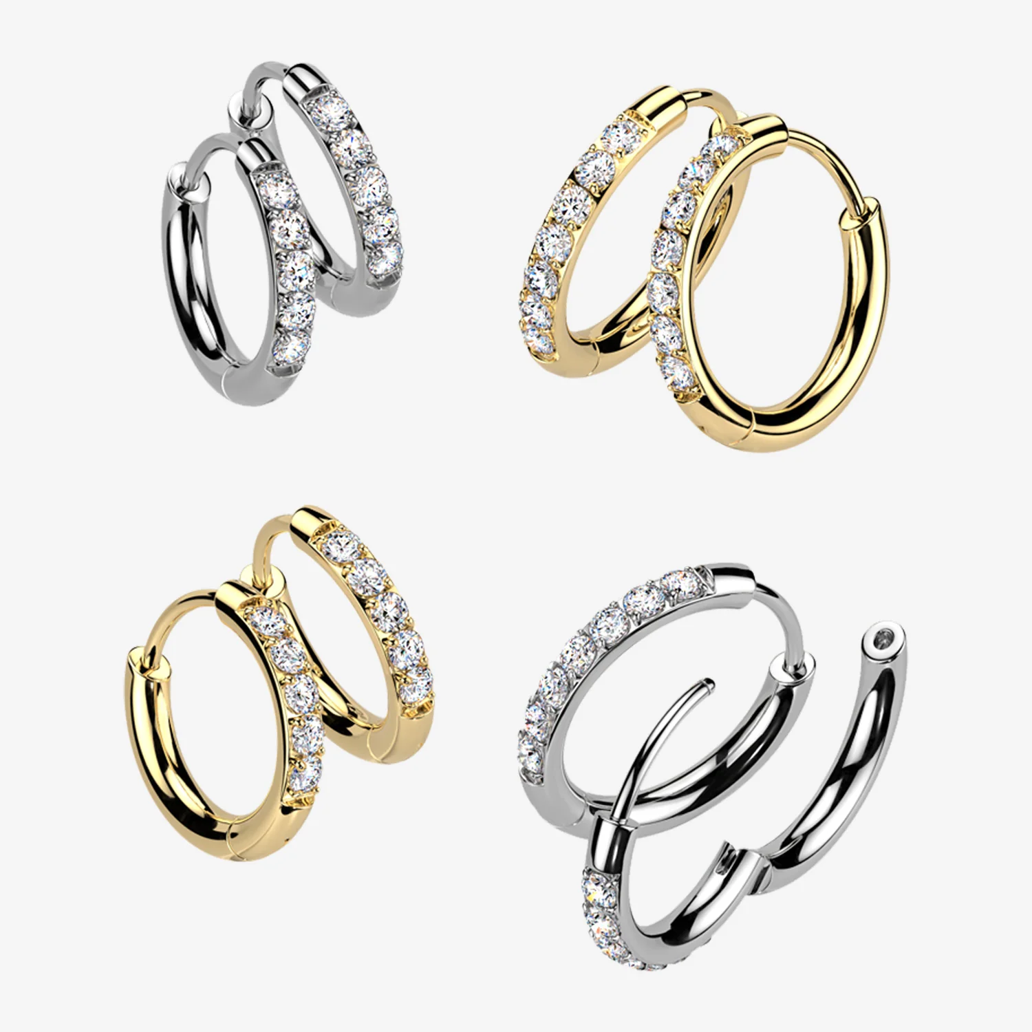 A Pair of Pure24K Implant Grade Titanium Moissanite Sparkle Huggie Hoop Earring - Image 2