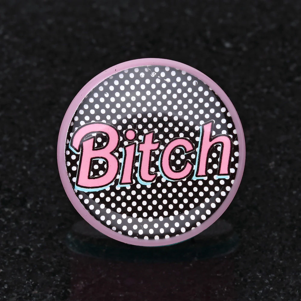 A Pair of Retro Bitch Single Flared Ear Gauge Plug - Image 3