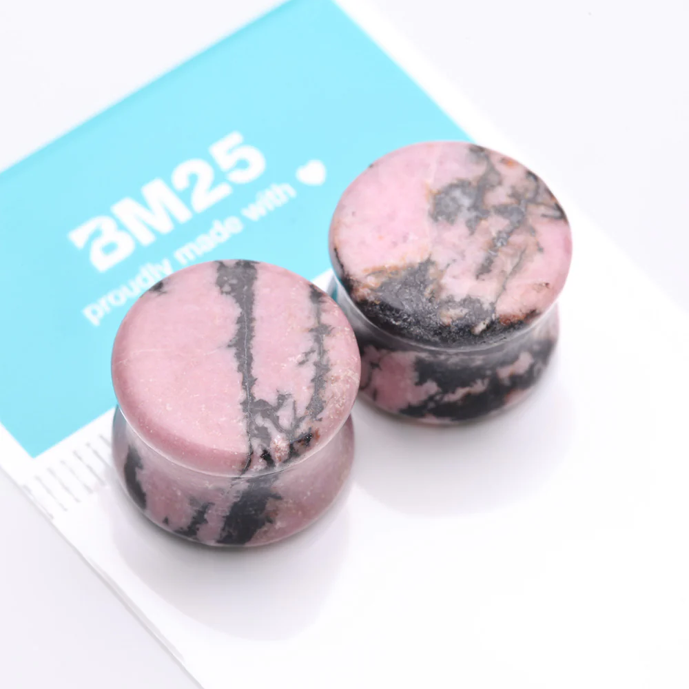 A Pair of Rhodonite Stone Double Flared Plug* - Image 4