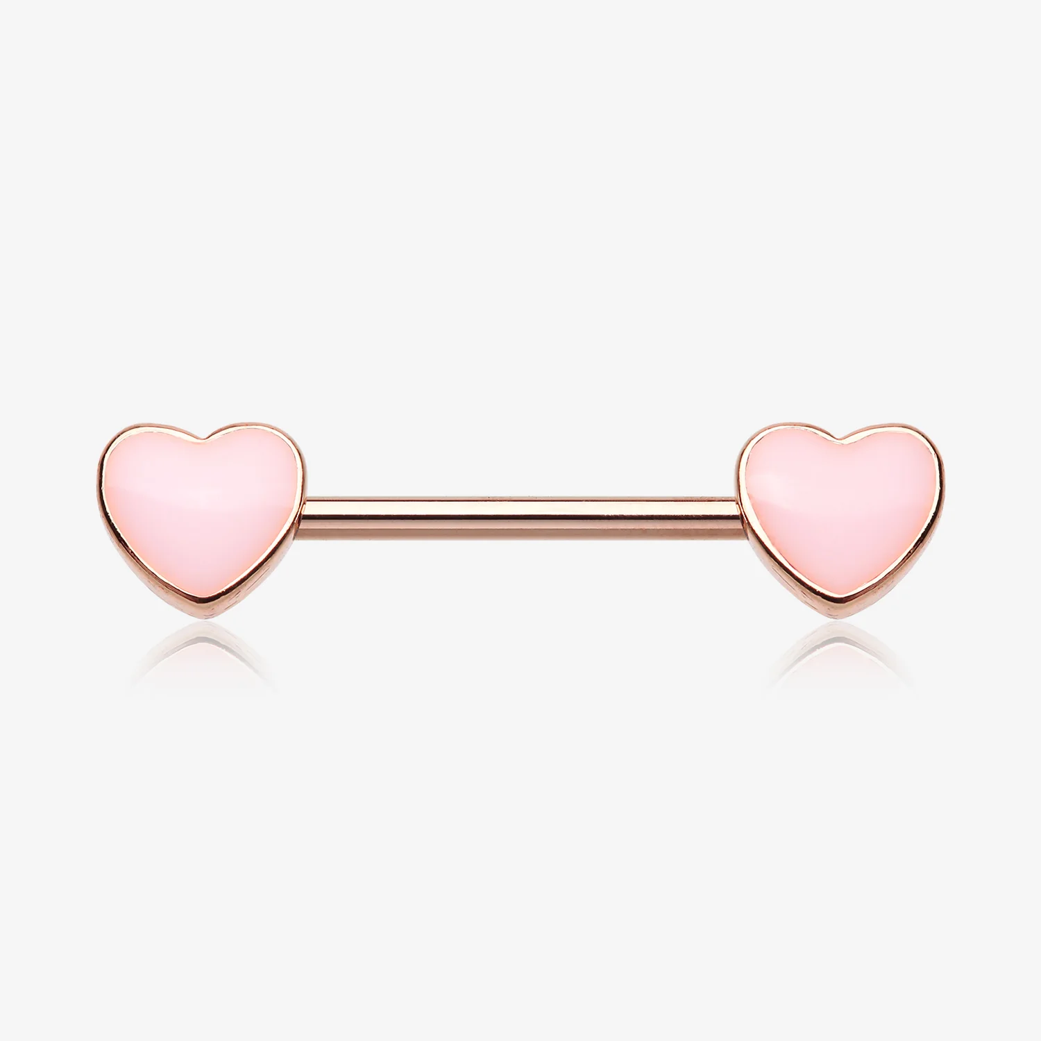 A Pair of Rose Gold Adorable Pink Heart Nipple Barbell