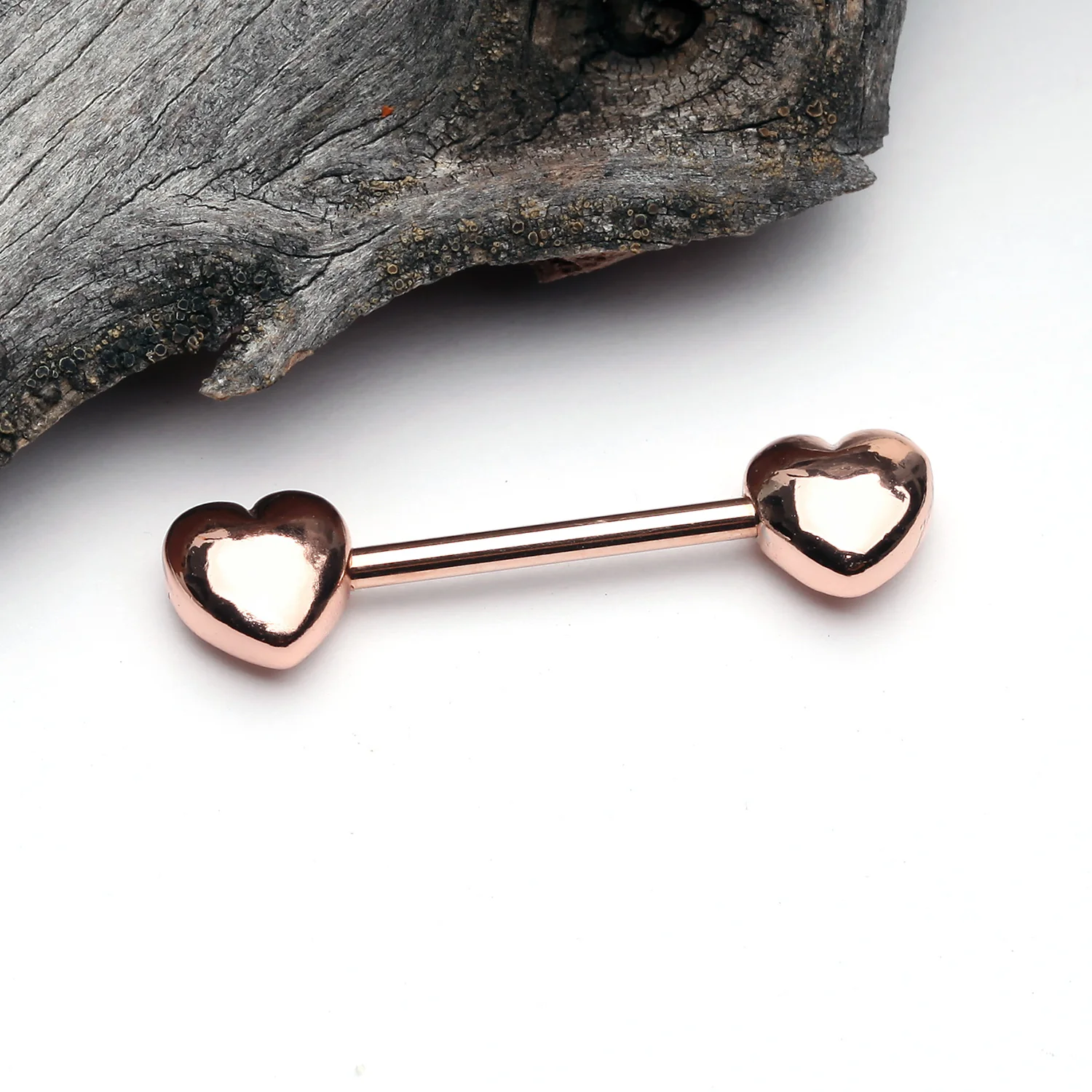 A Pair of Rose Gold Classic Fluffy Heart Steel Nipple Barbell - Image 2