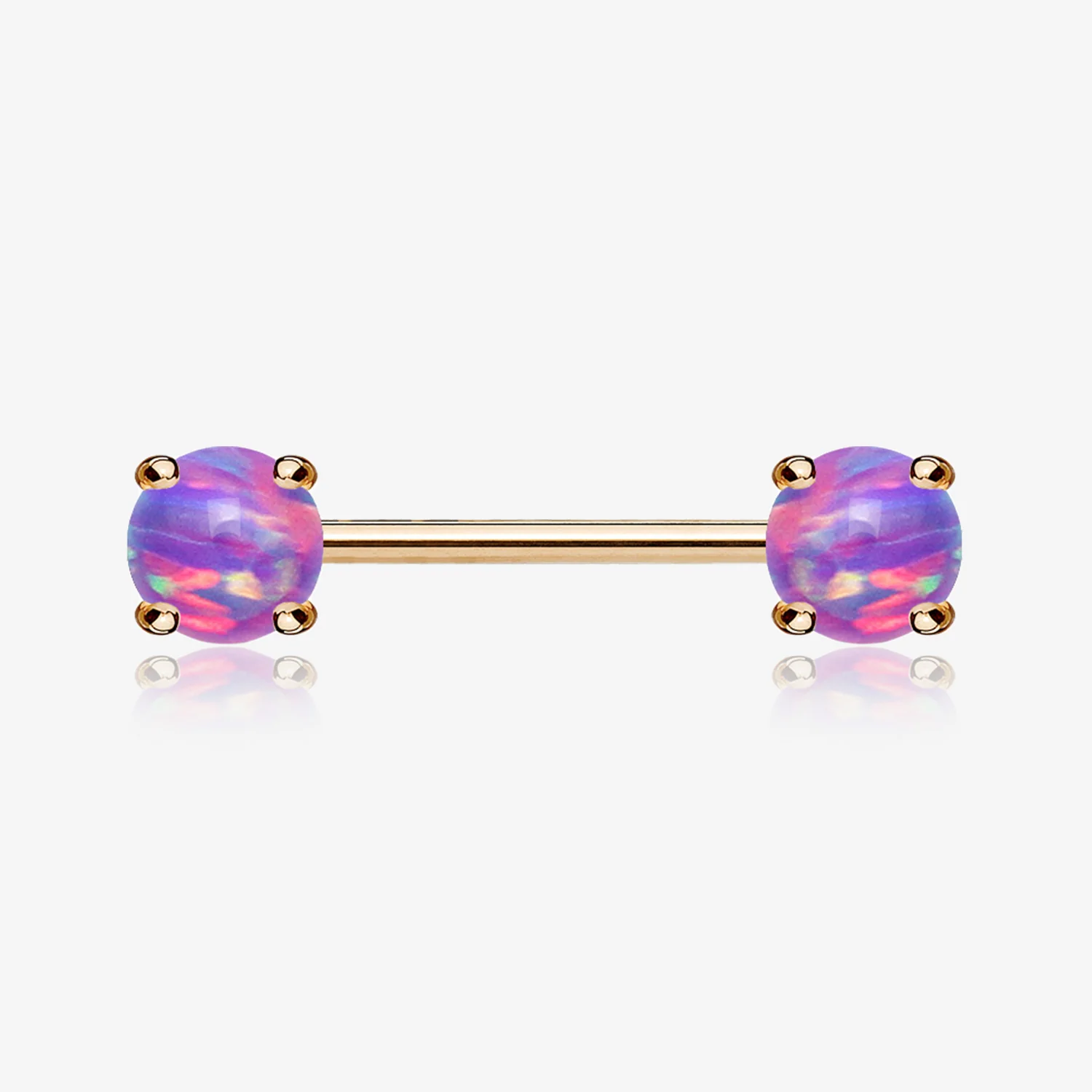 A Pair of Rose Gold Fire Opal Prong Set Sparkle Nipple Barbell