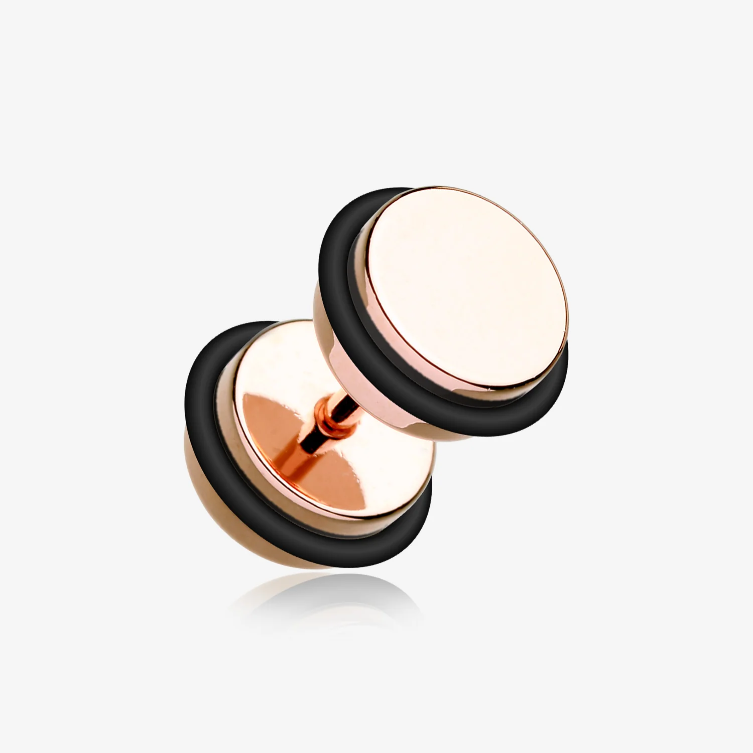 A Pair of Rose Gold PVD Basic Fake Plug with O-Rings