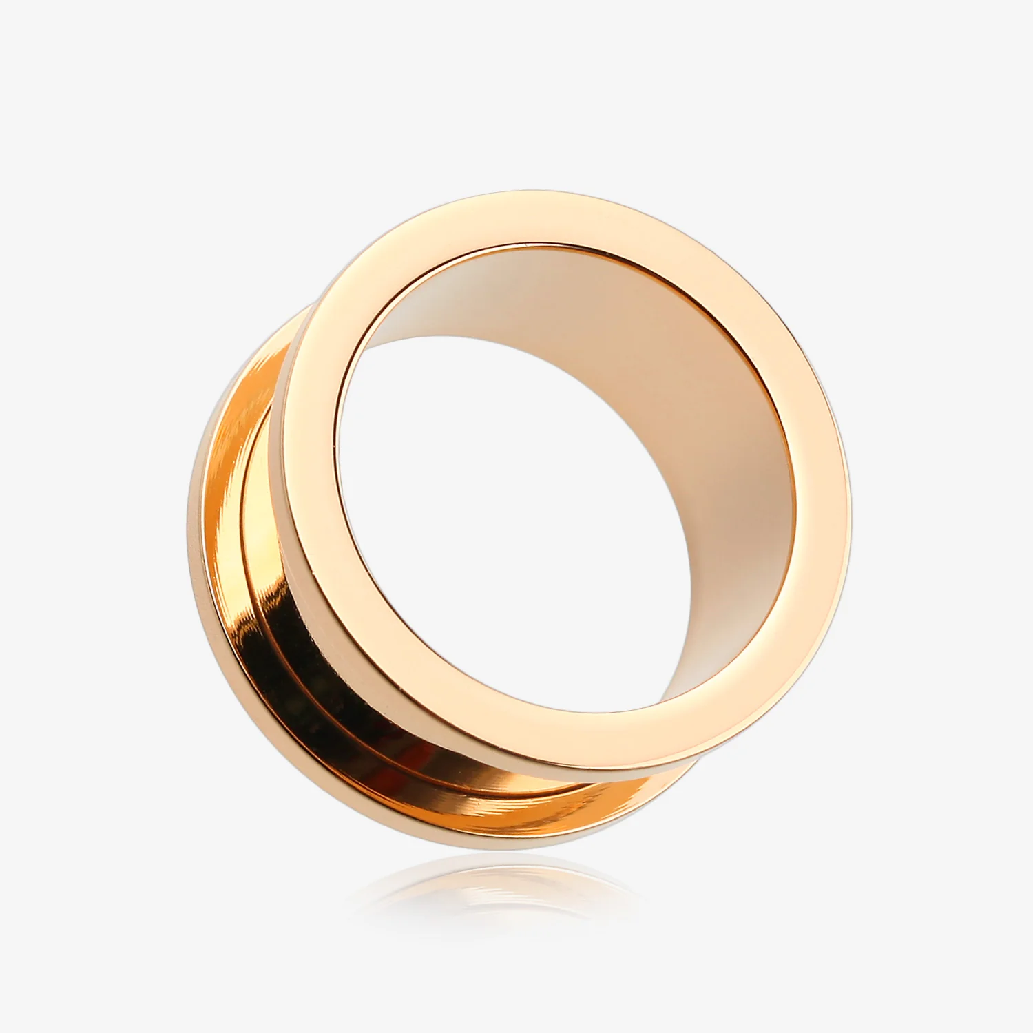 A Pair of Rose Gold PVD Steel Screw-Fit Ear Gauge Tunnel Plug