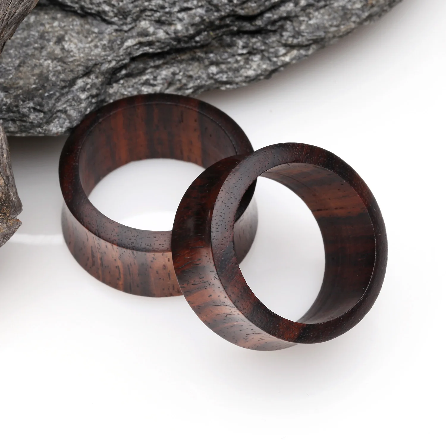A Pair of Rosewood Double Flared Tunnel Plug - Image 2