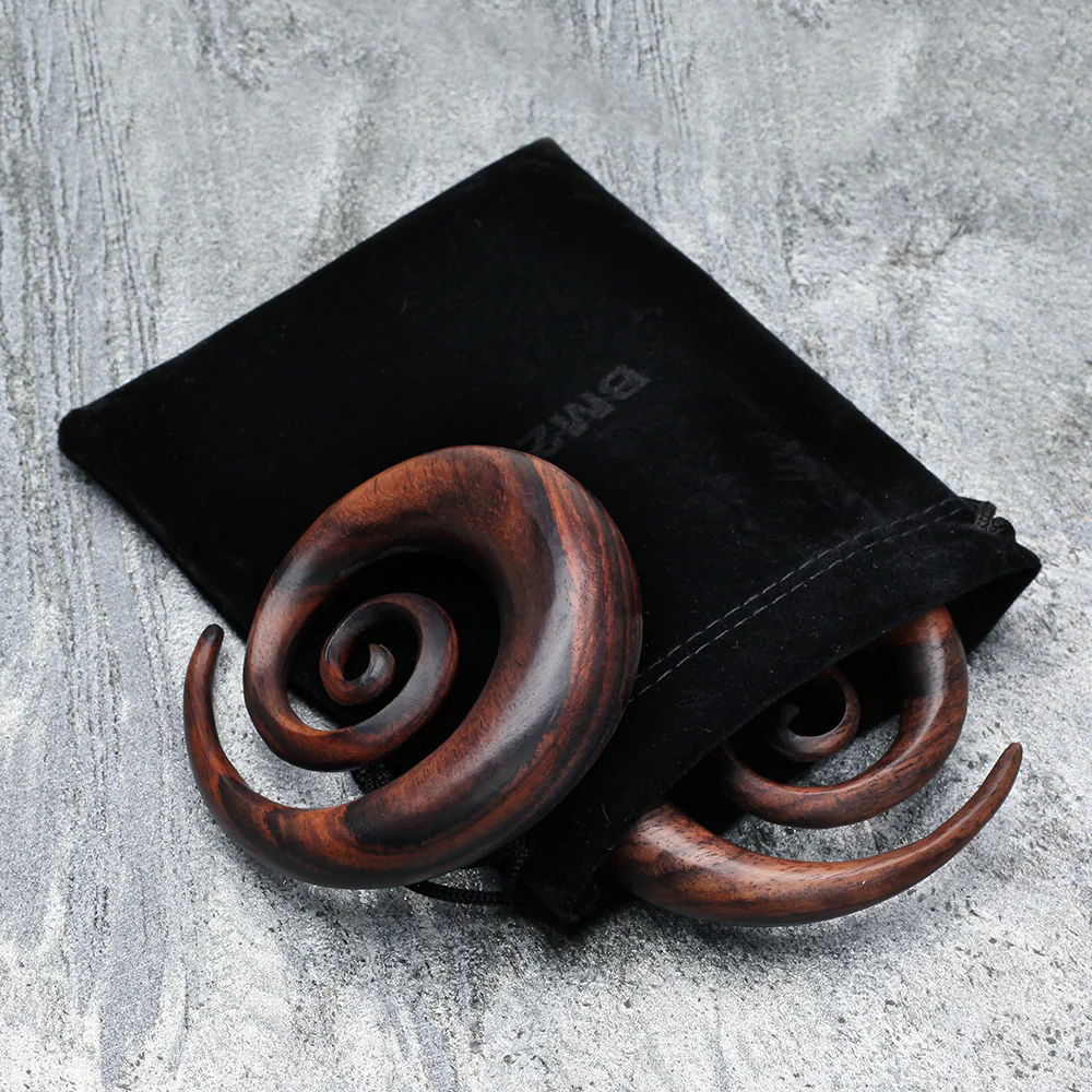 A Pair of Rosewood Super Spiral Hanger Plug - Image 5