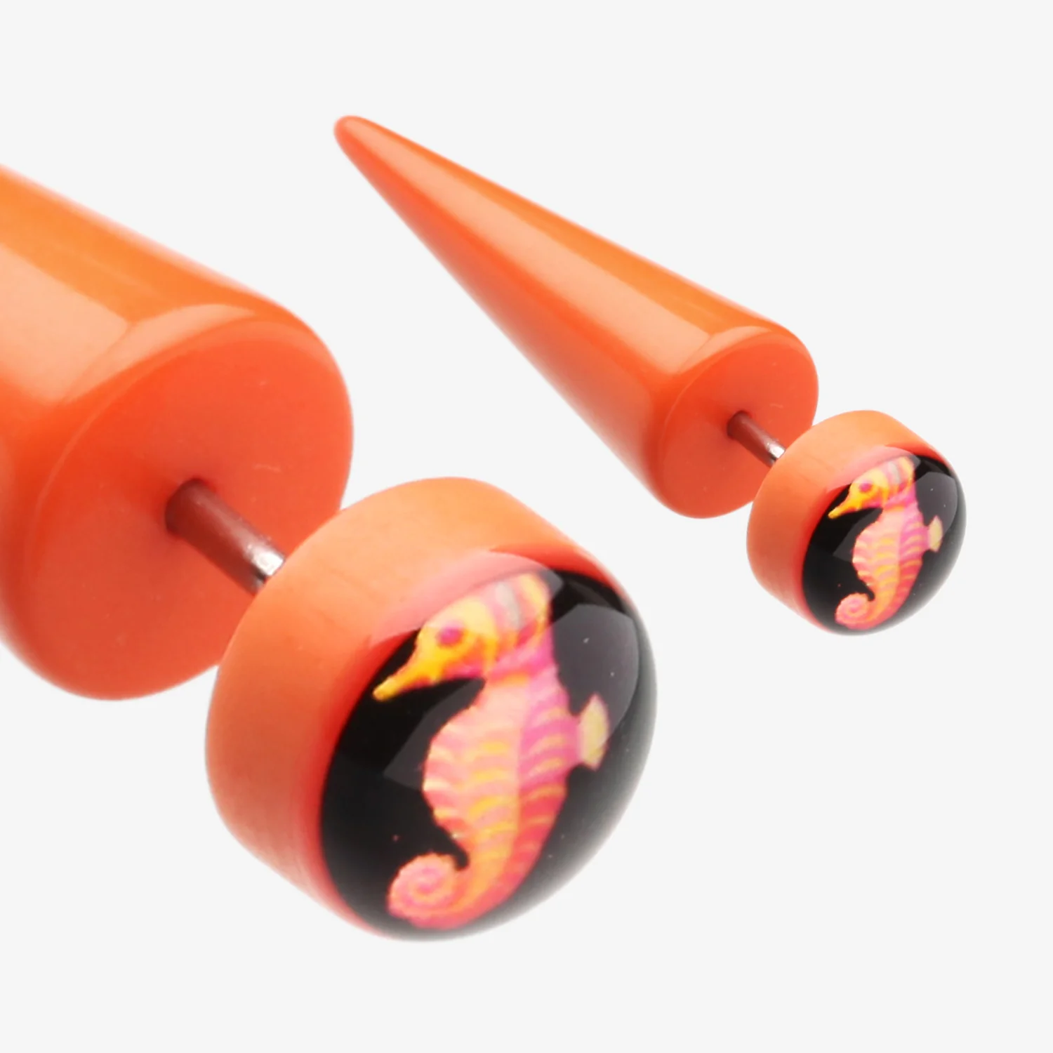 A Pair of Seahorse Acrylic Faux Taper Earring* - Image 2