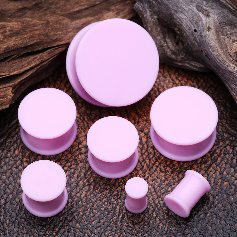 A Pair Of Soft Pastel Silicone Double Flared Plug - Image 3