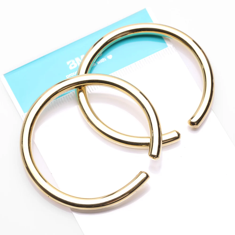 A Pair of Solid Golden Brass Hoop Ear Weight Hanger - Image 5